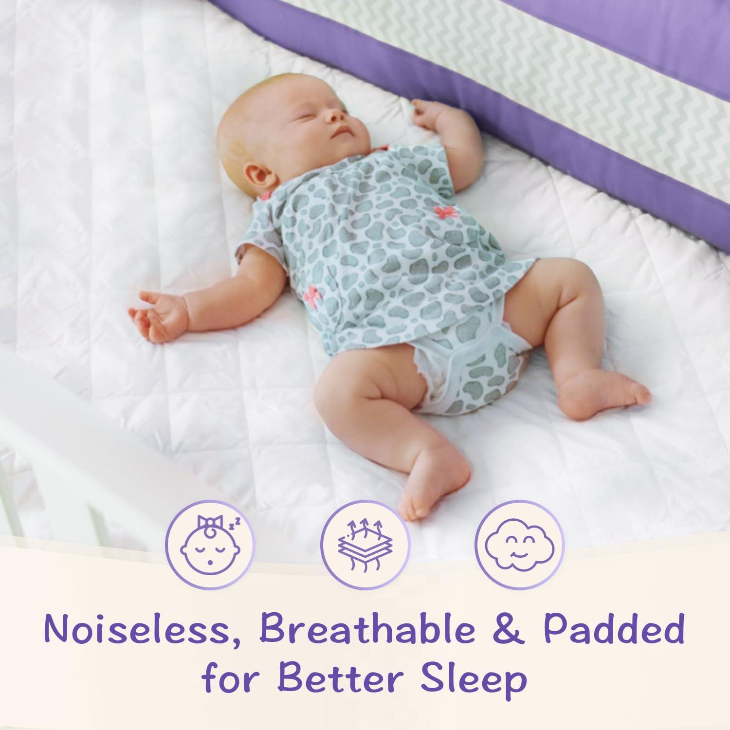Little One\'s Pad Crib Mattress Protector Pad 2 Pack - Waterproof & Noiseless, Ultra-Soft Breathable Mattress Cover for Baby Cribs and Toddler Beds, Highly Absorbent Fitted and Dryer Safe