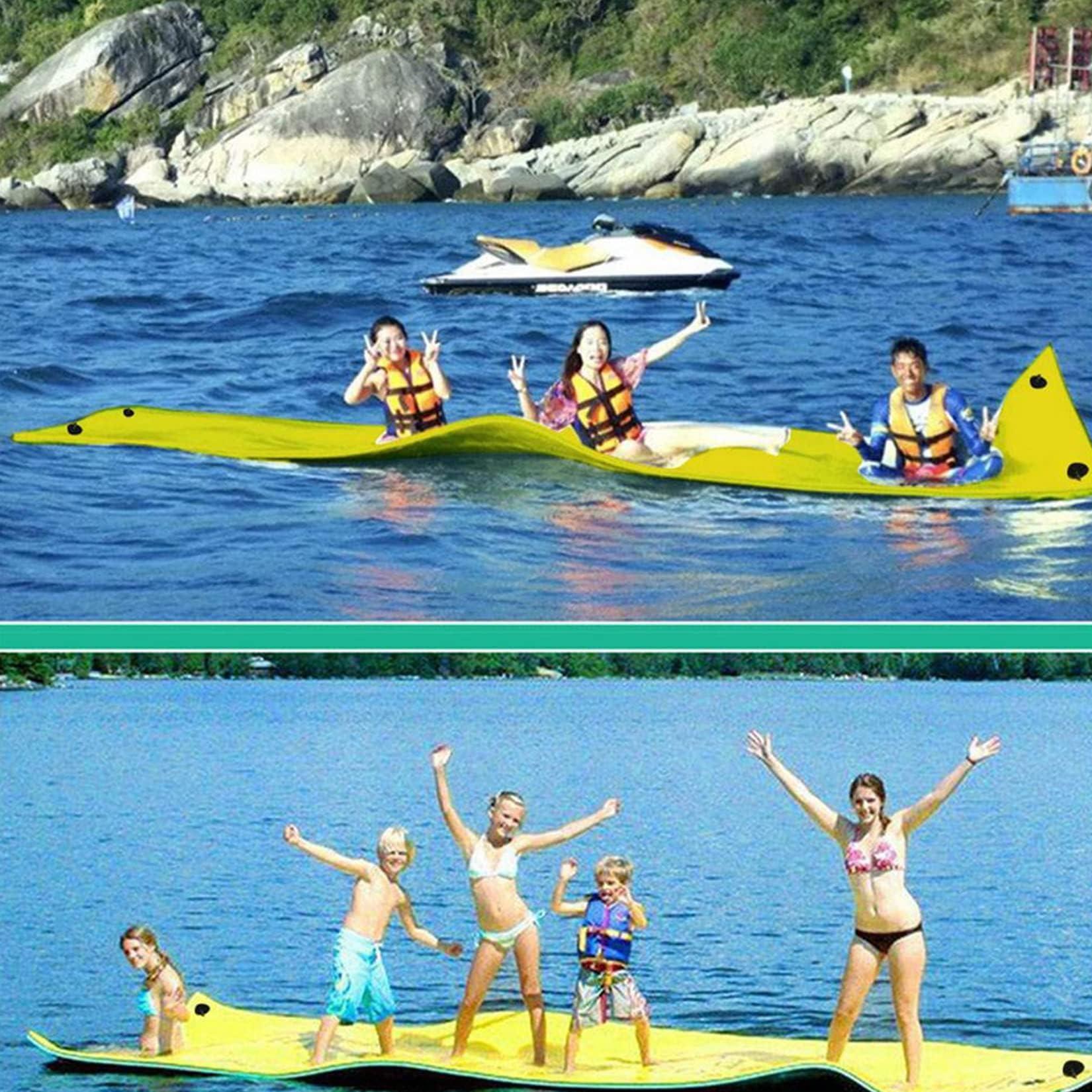 Llchaensc Llchaensc Large Floating Mat for Kids and Family,Anti-Tear 3-Layer XPE Foam Water Pad for Lake Pool Beach Ocean - Summer Recreation Outdoor Fun,Yellow,1.8mx0.6mx3.3cm
