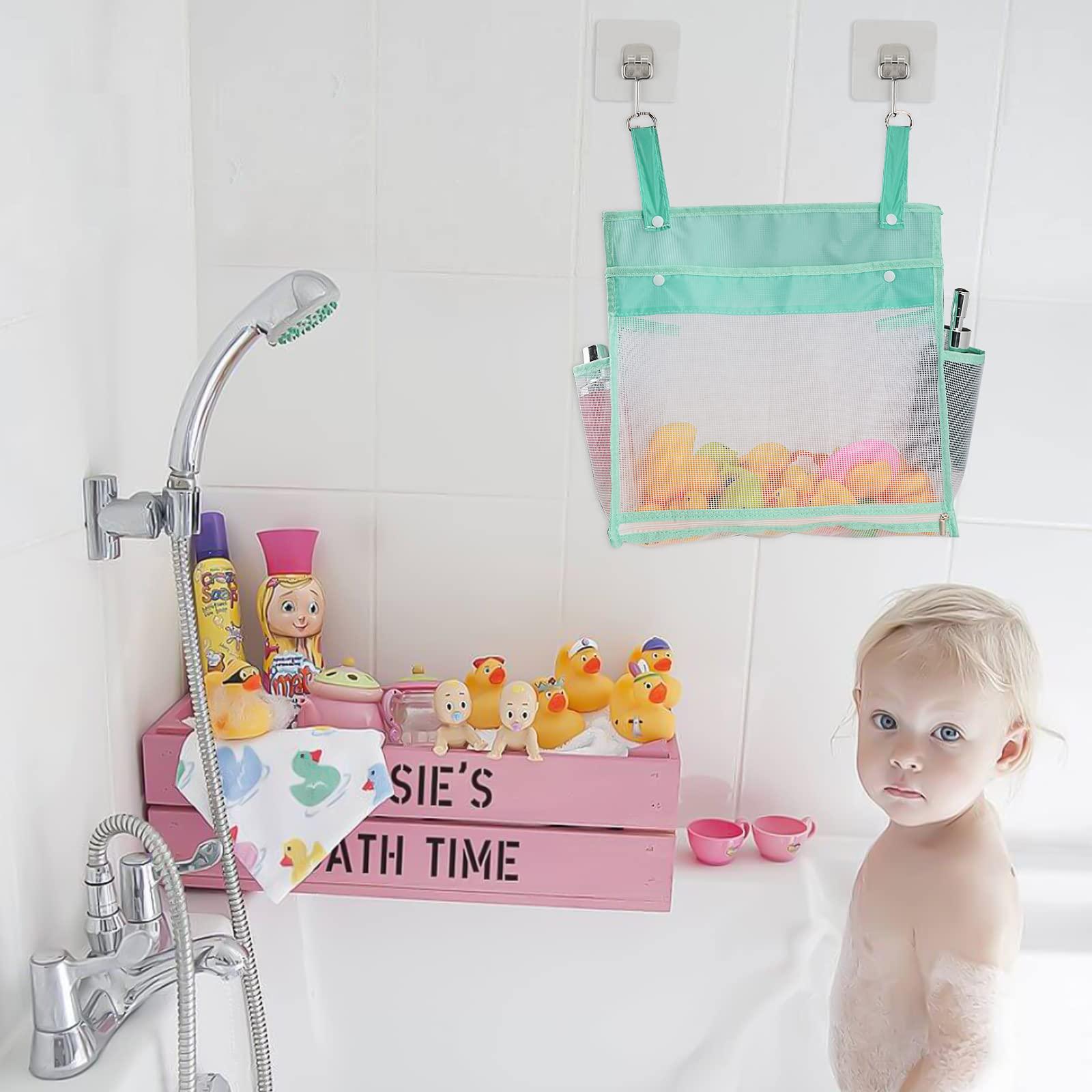 Linkidea Linkidea 2 Pack Zippered Mesh Bath Toy Organizer, Bath Toy Storage Bag Multiple Ways to Hang, Bathroom Toy Mesh Bag, Bathtub Toy Storage Holder (Green)