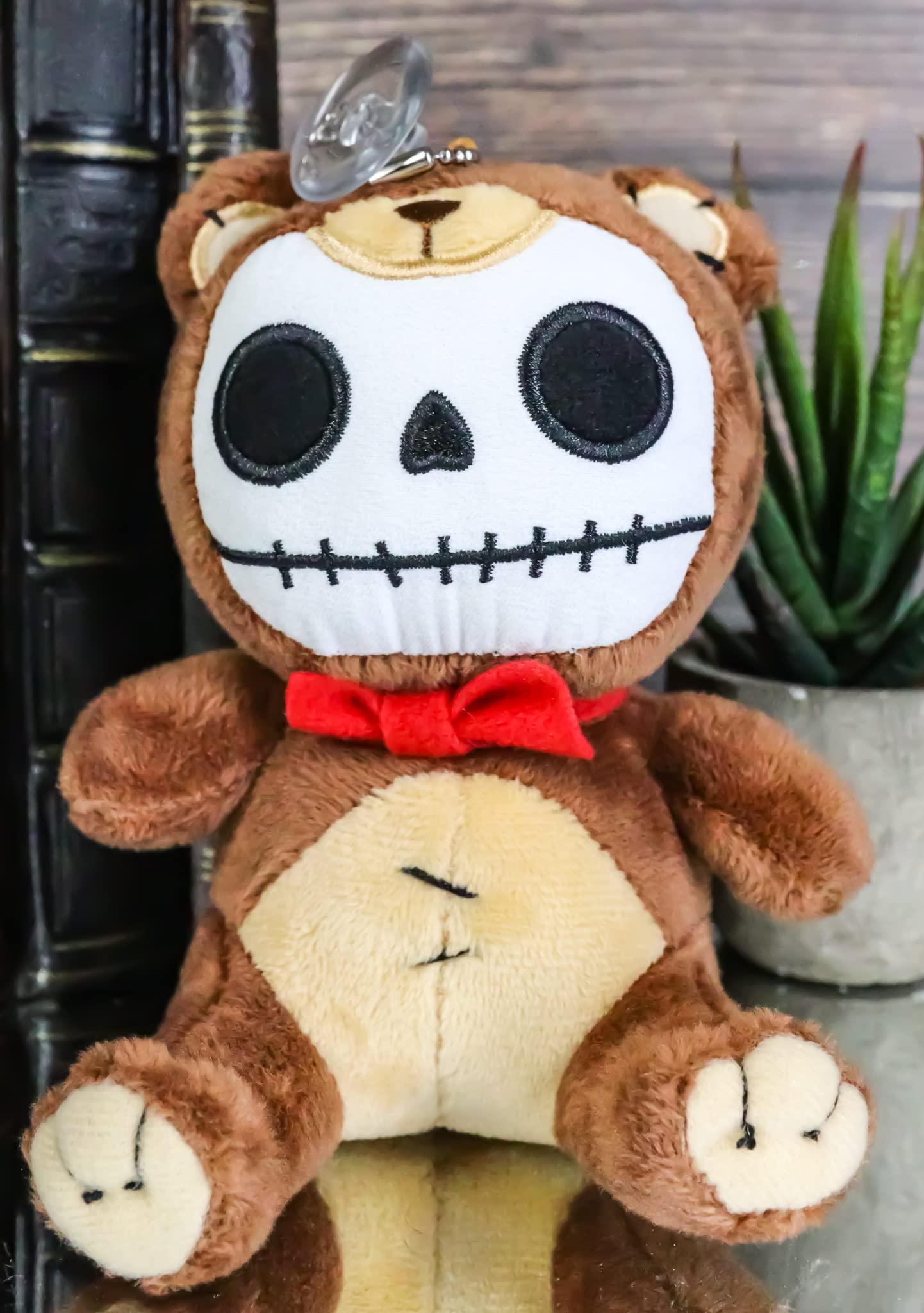 Ebros Gift Ebros Gift Small Furry Bones Skeleton Honey Bear with Red Ribbon Soft Figurine Stuffed Collectible Forest Bears Skeletons Skulls Halloween Macabre Accent