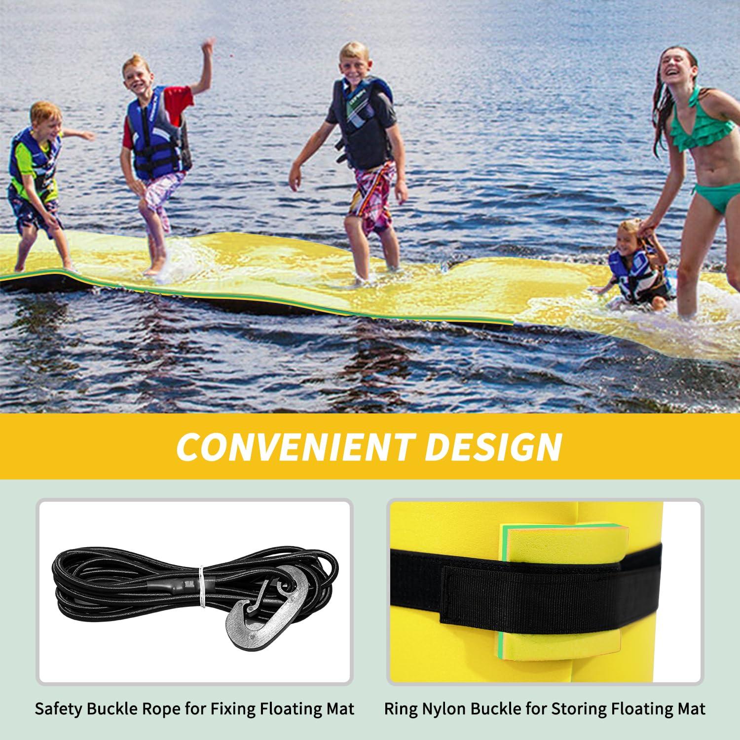 GUINGFUN GUINGFUN 9/12/18FT 3-Layer Lily Pad Floating Mat, Double-Sided Use Floating Water Mat, Floating Mat for Lake, Water Mat Suitable for Adult and Children(12FT Yellow)