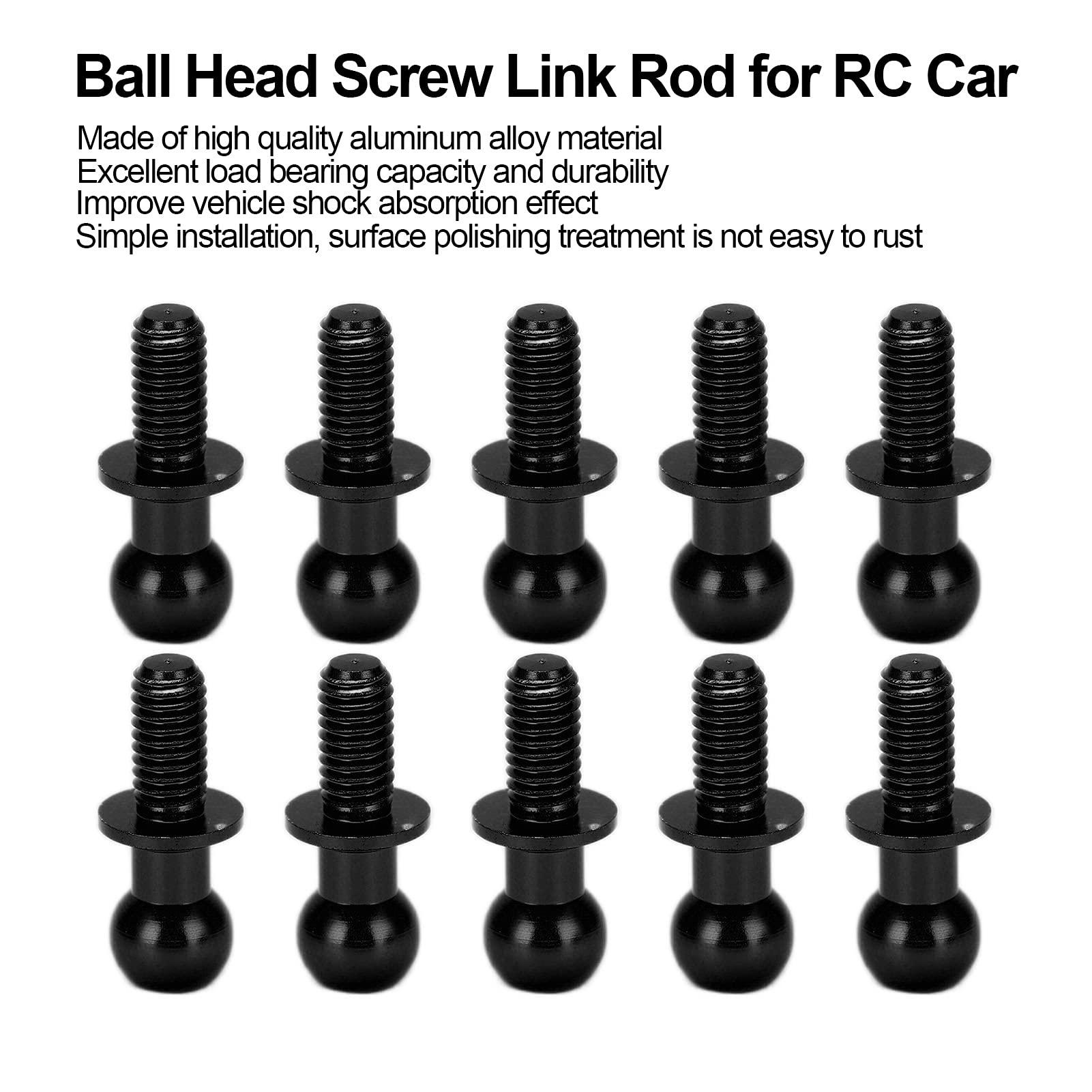 MUNEFE MUNEFE 10pcs Stud, Rc Link Rod Ends, Link Track Rod, Ideal for Providin A oothly, Stable Ride(Black)