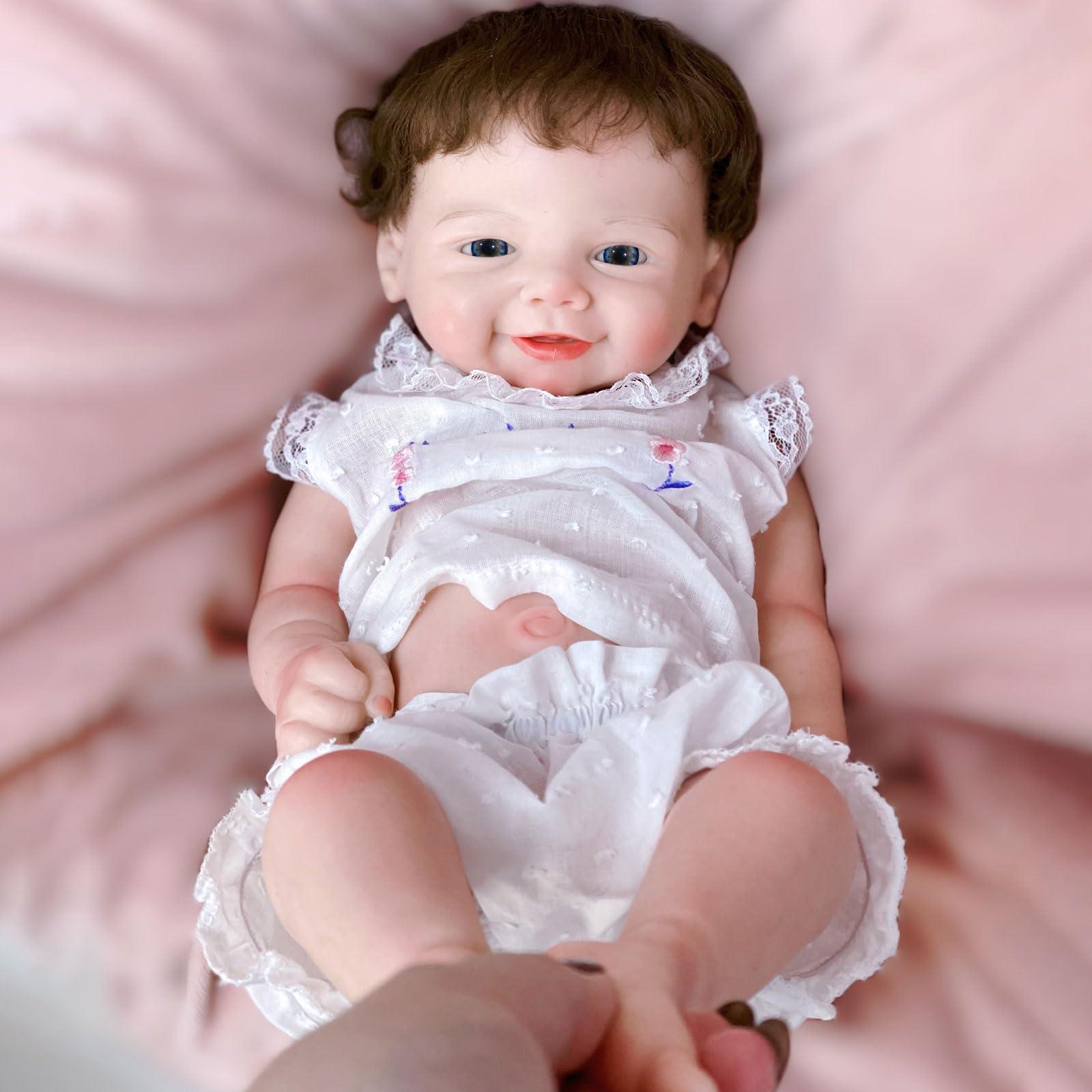 Gileutay Gileutay 18 inch Flexible Full Solid Silicone Reborn Doll with Rooted Hair Girl Lifelike Baby Doll That Look Real Newborn Babies Handmade Toy for Toddler