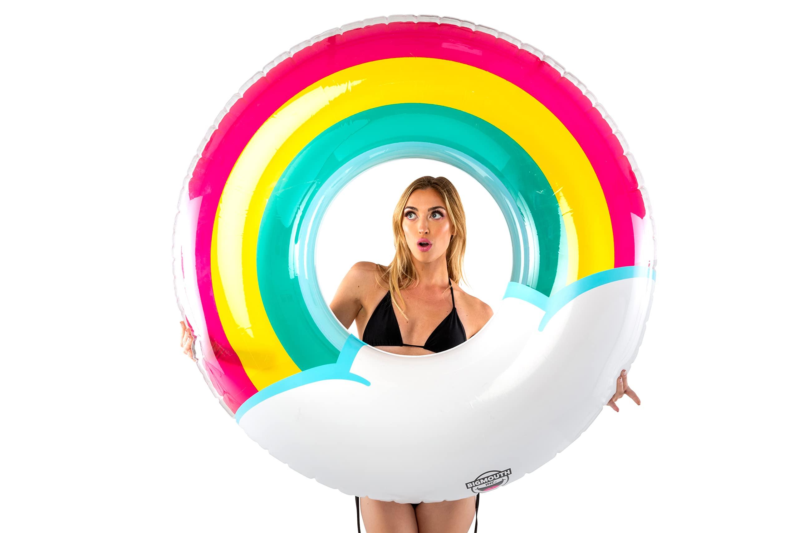 BigMouth BigMouth Inc. Rainbow Ring Pool Float, Over 5' Wide Inflatable Floatie Tube, Blow Up Swim Ring, Outdoor Summer Pool Party Decor