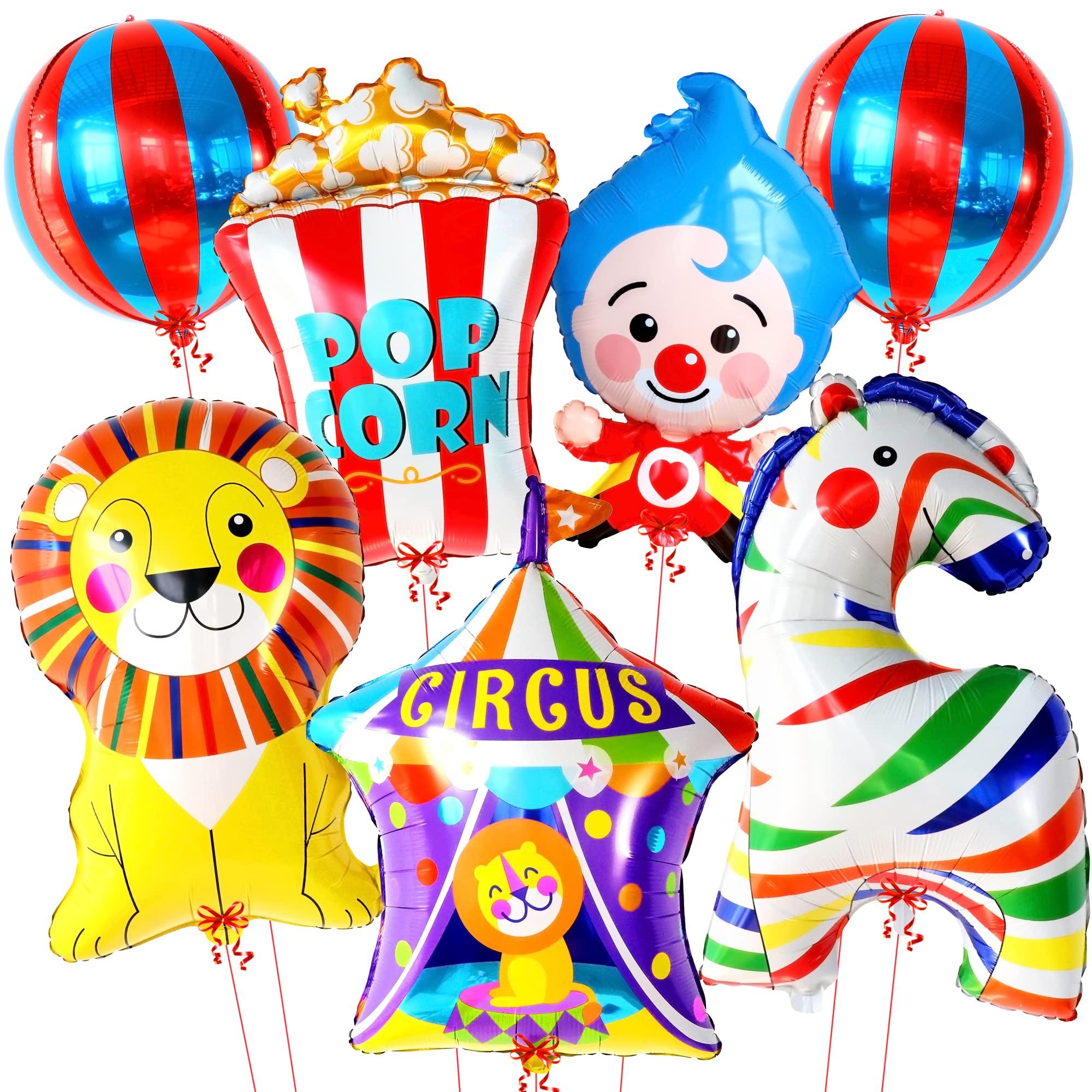KatchOn Red and Blue Carnival Balloons - Pack of 6, Circus Decorations with Circus Balloons for Circus Party Decorations - Pack of 7 | Carnival Theme Party Decorations | Clown Balloons for Circus Decorations