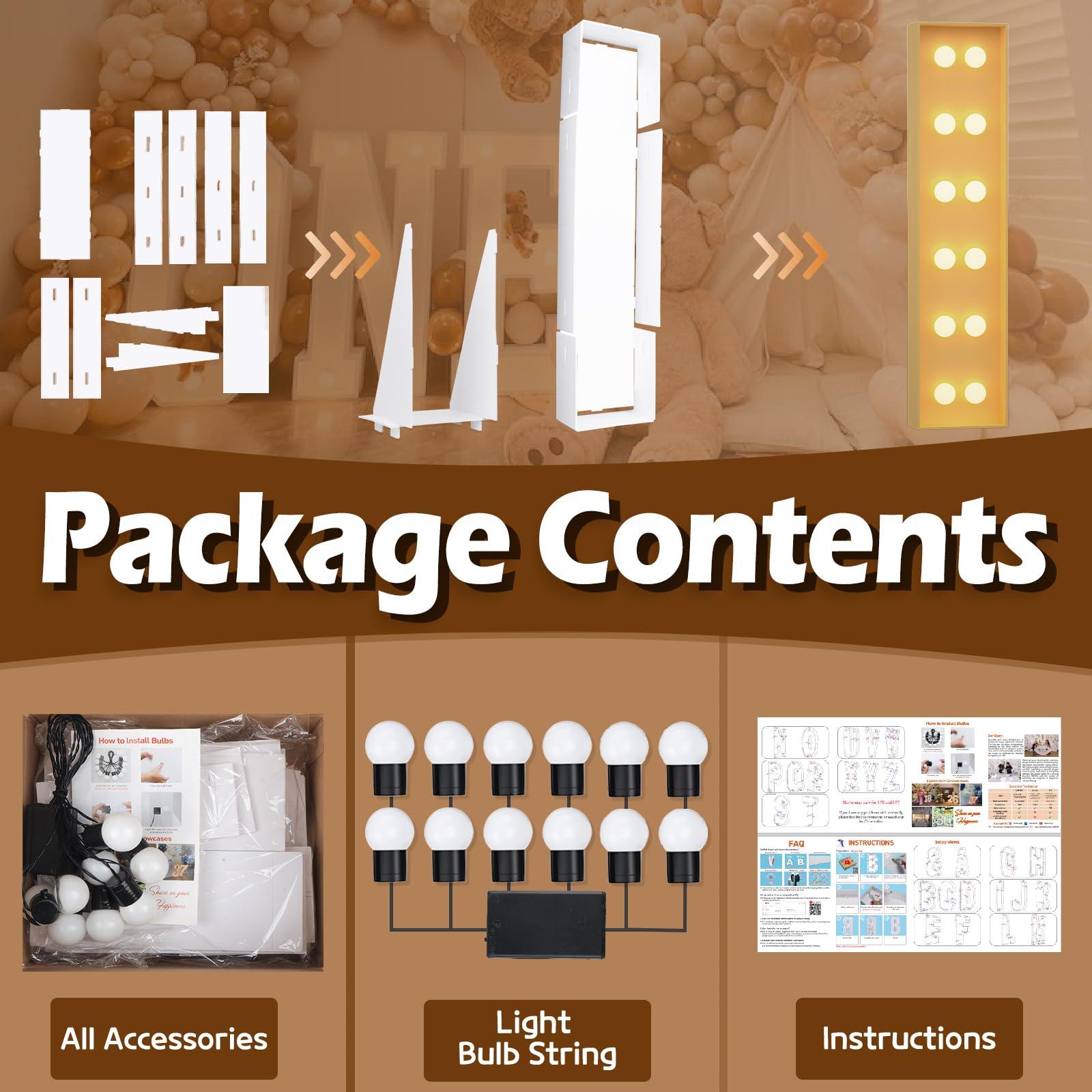 Tongjoy Tongjoy 4FT Marquee Light Up Letters, Large Marquee Letters, DIY Giant Letters for Baby Shower, Birthday Party Backdrop Decor Wedding Engagement Party, Pre-Cut Foam Board Letter I