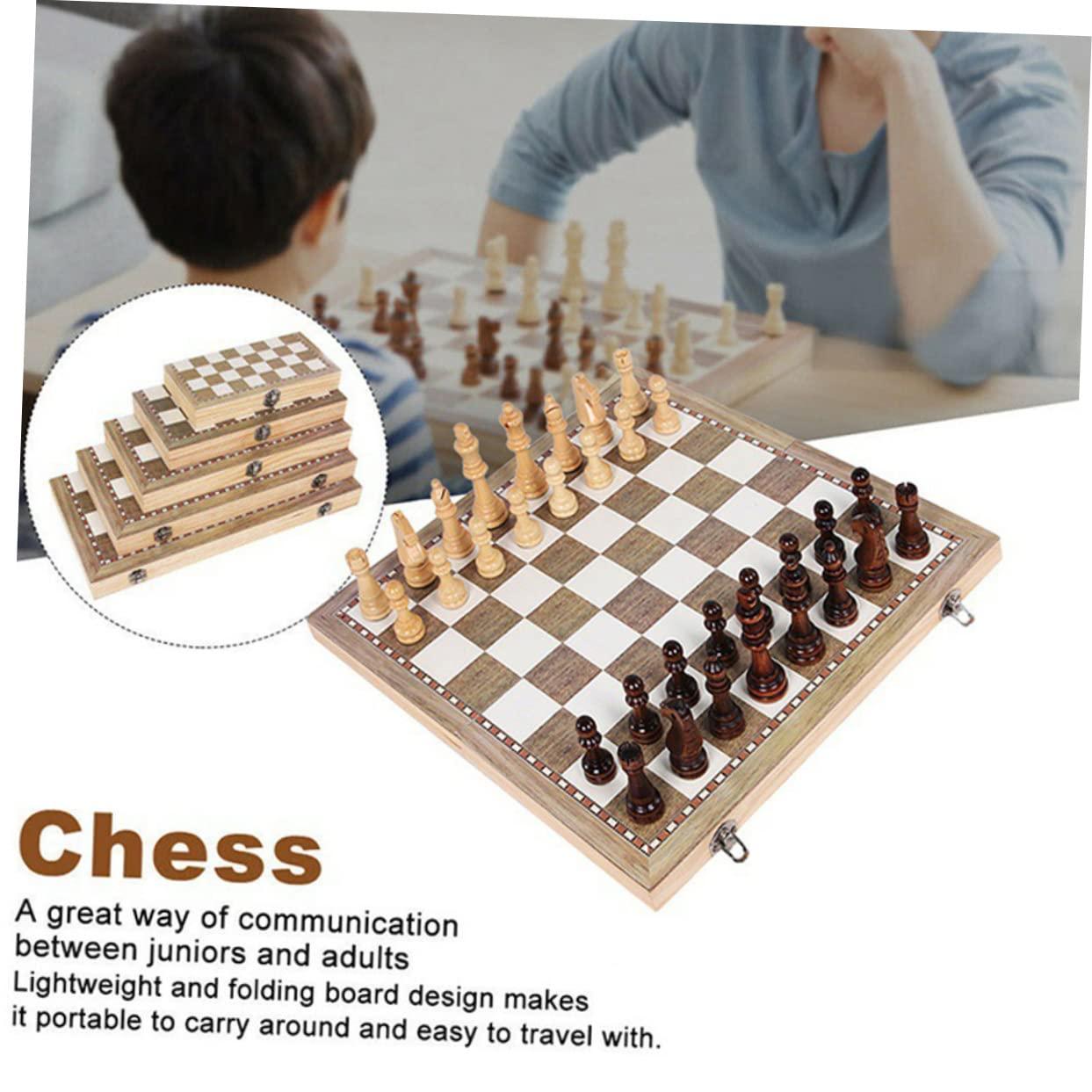 ibasenice ibasenice 1 Set International Chess Educational Chess Wooden Chess Kids Puzzle Plaything Chess Toy Wooden Folding Chess Adults West Chess Kids Toy Wood Chess Creative Chess Wooden West Chess
