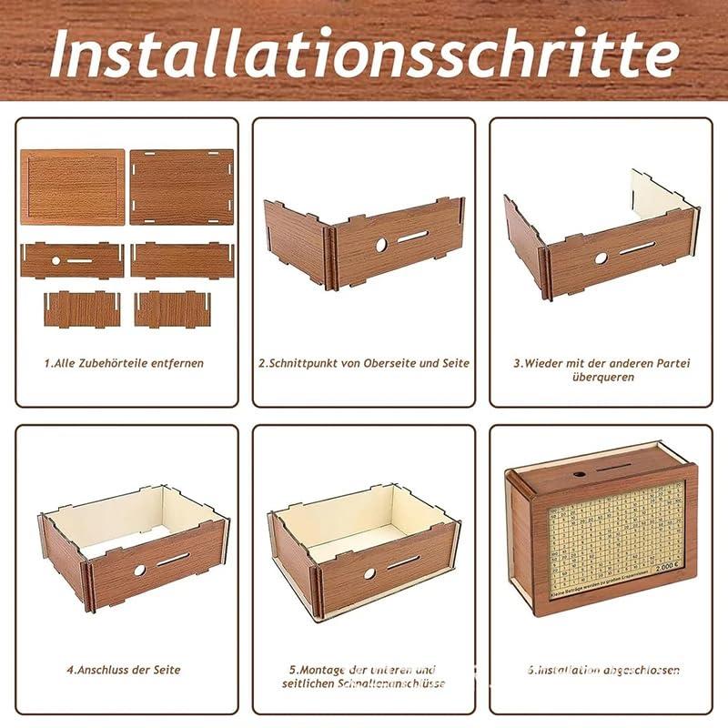 miihello miihello Wooden Money Box Money Bank Cash Coin Retro Money Savings Box with Counter for Savings Goal, Money Saver with Countdown and Money TargetGift for Boys Girls