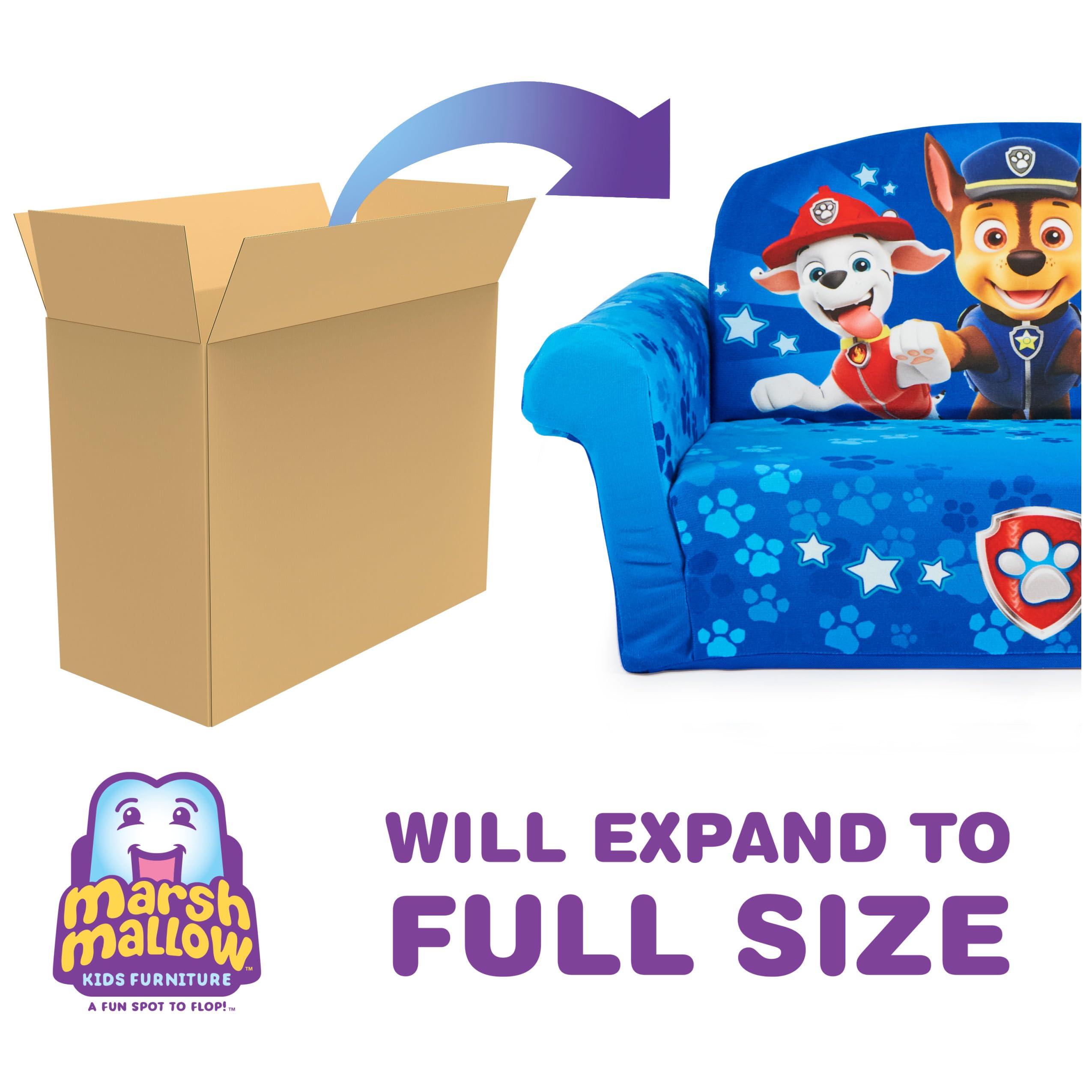 MARSHMALLOW Furniture Paw Patrol 3 in 1 Slumber Sofa Baby Lounger Convertible Kids Couch Sofa Bed Foam Toddler Nap Mat with Attached Blanket