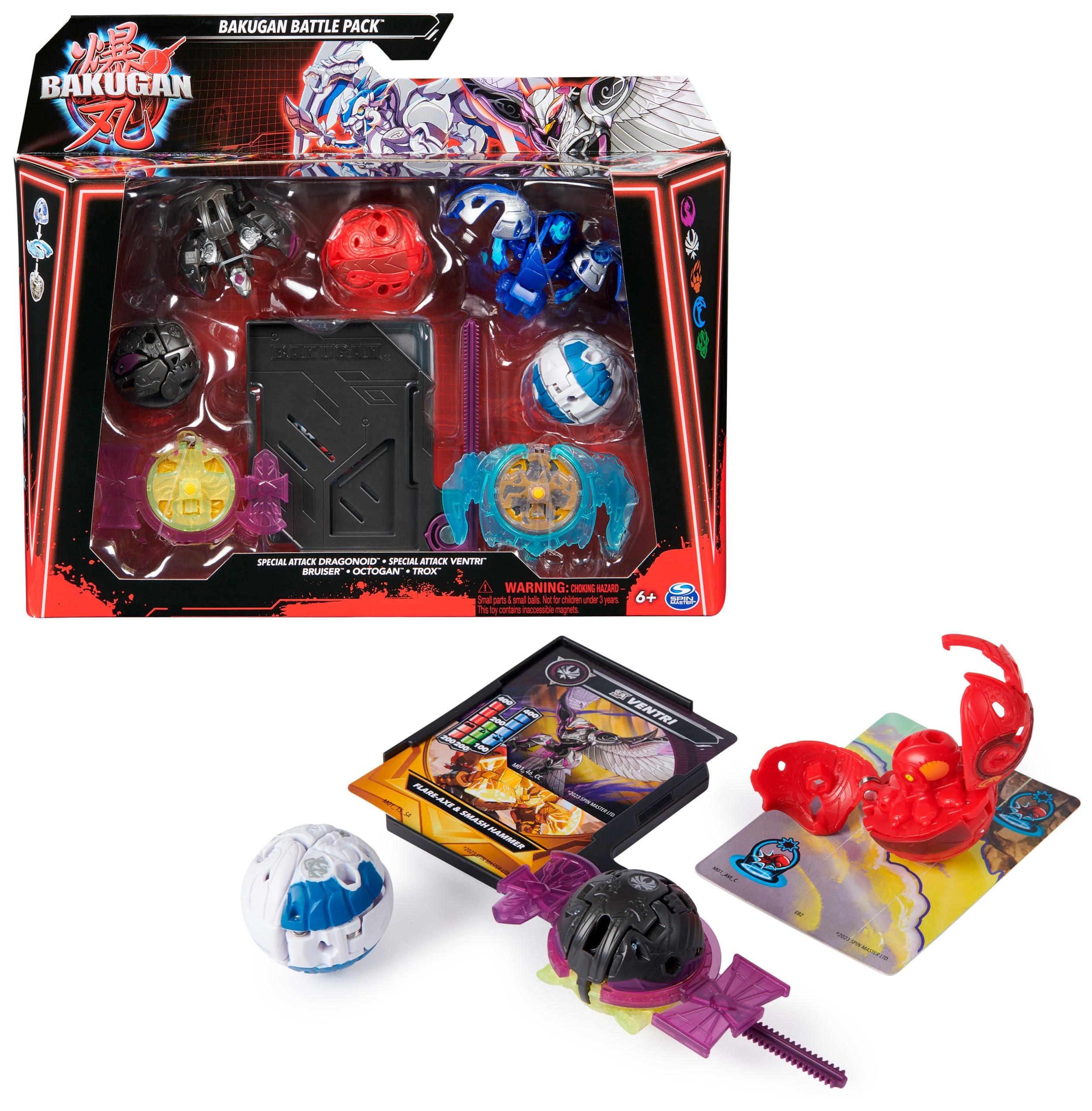 Bakugan Bakugan Battle 5-Pack, Special Attack Dragonoid, Ventri, Bruiser, Octogan, Trox; Customizable, Spinning Action Figures, Kids Toys for Boys and Girls 6 and up