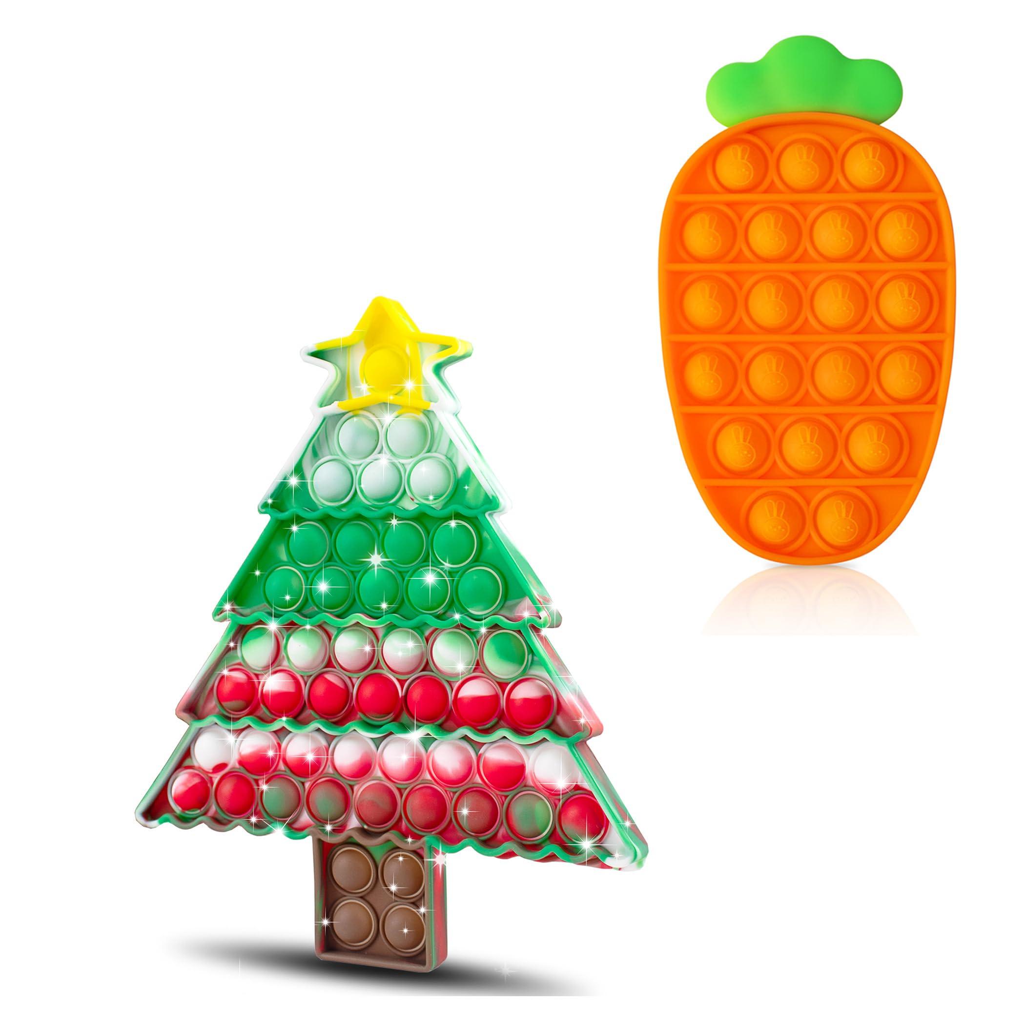 Woplagyreat Christmas Fidget Sensory Toys,Big Christmas Tree Push Bubble Silicone Squeeze Toy for Autism Anxiety Stress Relief Birthday Party Xmas Themed Stocking Stuffer Gifts for Kids Girl Boy Adults