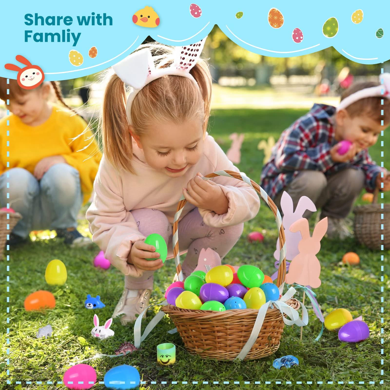 FUN LITTLE TOYS FUN LITTLE TOYS 100PCS Prefilled Easter Eggs with Toys Inside, Filled Plastic Easter Baskets Stuffers Fillers Easter Egg Hunt Prizes Classroom Easter Party Favor Gift for Kids