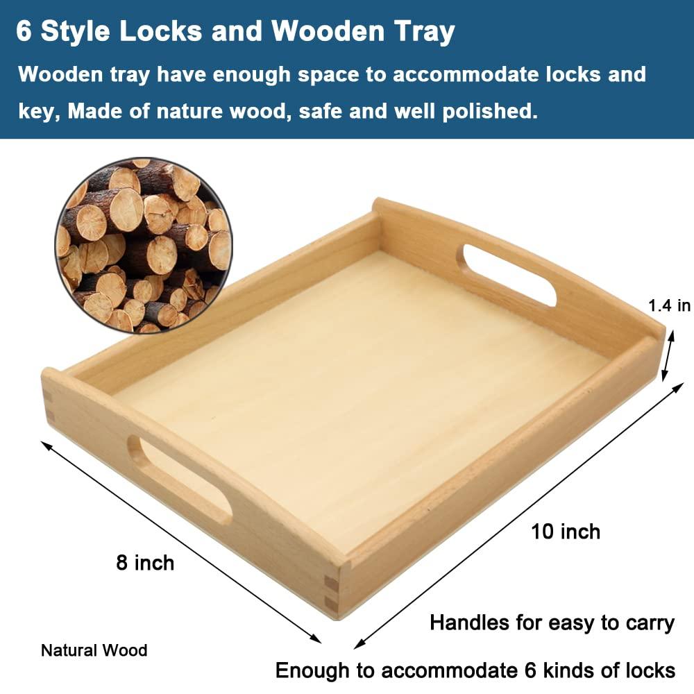 Inslat Inslat Montessori Lock and Key Toy Set for Toddlers, Montessori Elementary Materials Educational STEM Toy Matching Games Lock Set with Wooden Tray for 3 4 5 Year Old Kids