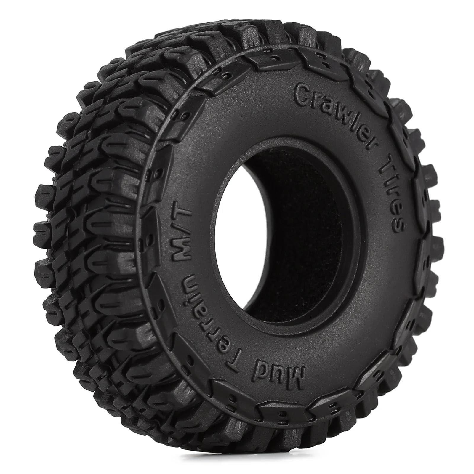 AMLIK AMLIK RC Car Accessories Compatible with Axial for SCX24 for Gladiator for AX24 1.0\"\" Soft Rubber Mud Terrain Wheel Tires for 1/18 1/24 RC Crawler Car Upgrade Part (T1002)