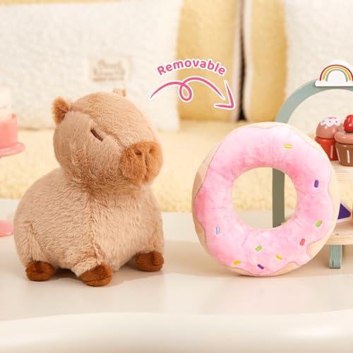 CozyWorld CozyWorld 10\" Capybara Stuffed Animals,Donut Capybara Plush Toys,Kawaii Capybara with Donut Plushie Toys,Cute Capybara Birthday Gift for Kids Boys and Girls