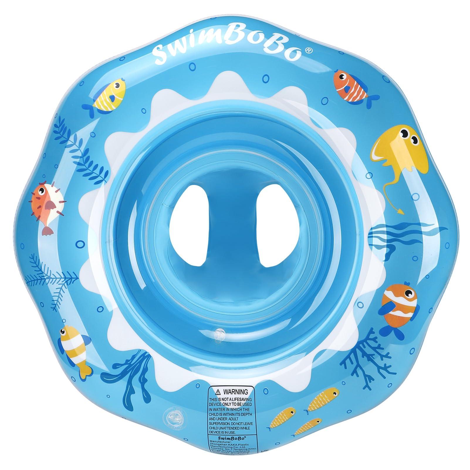 opomoqo Baby Swim Ring Underarm Swim Seat Float Trainer with Backest for Toddler 6 Months to 3 Years (Deep Blue)