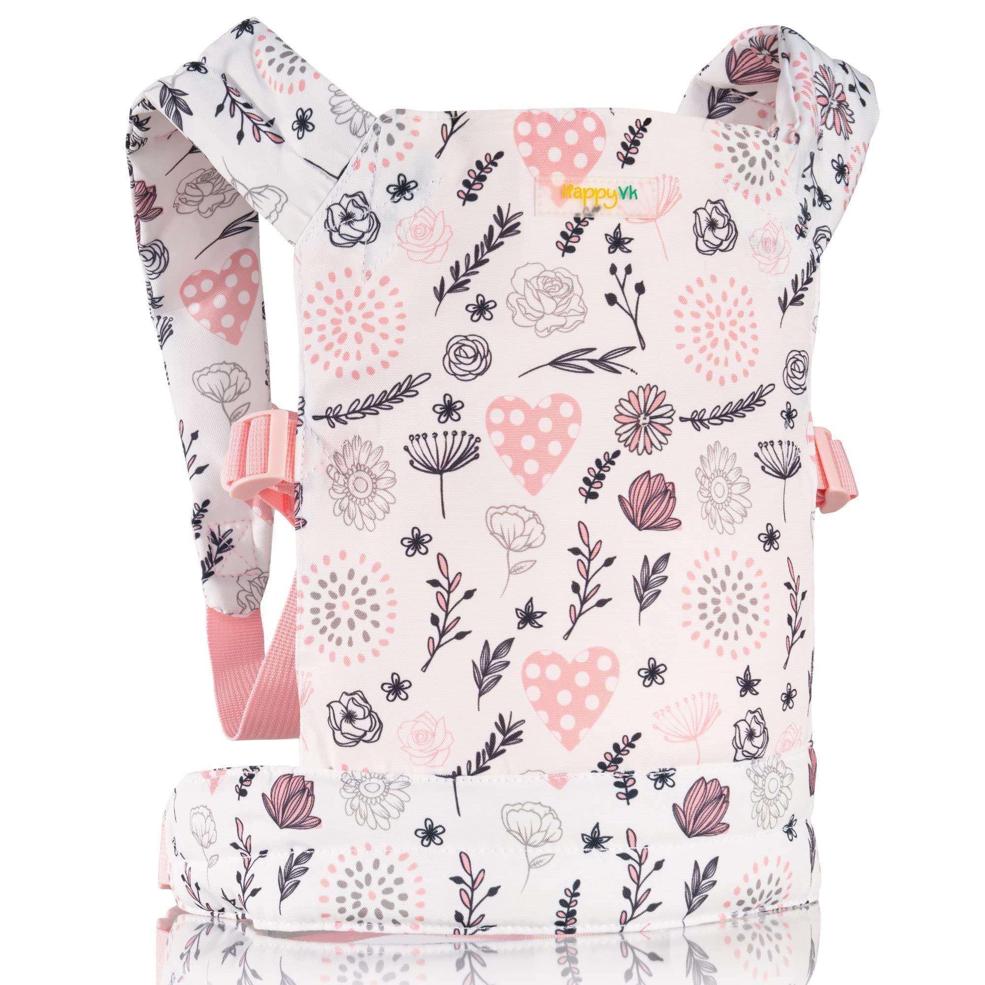 HappyVk HappyVk - Baby Doll Carrier - Doll Carrier for Little Girls Front and Back - Cute Flowers and Hearts