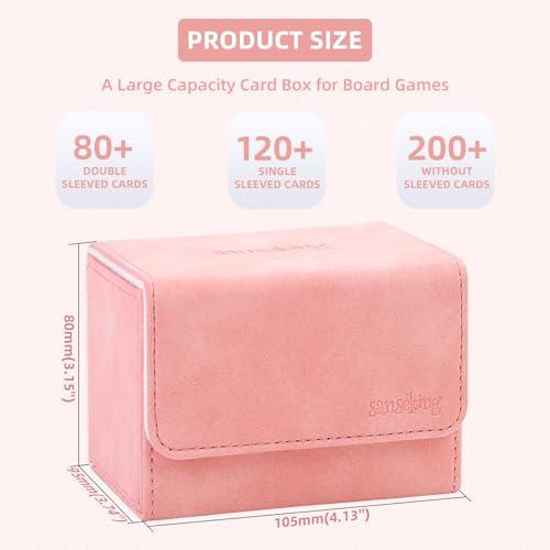 Sanseking Sanseking Magic Card Deck Box for MTG Single Deck Card Box fits 100+ TCG Sleeved Cards Soft Leather Card Box Top Loading Card Boxes Magic Gift for MTG TCG CCG (Horizontal,Pink)