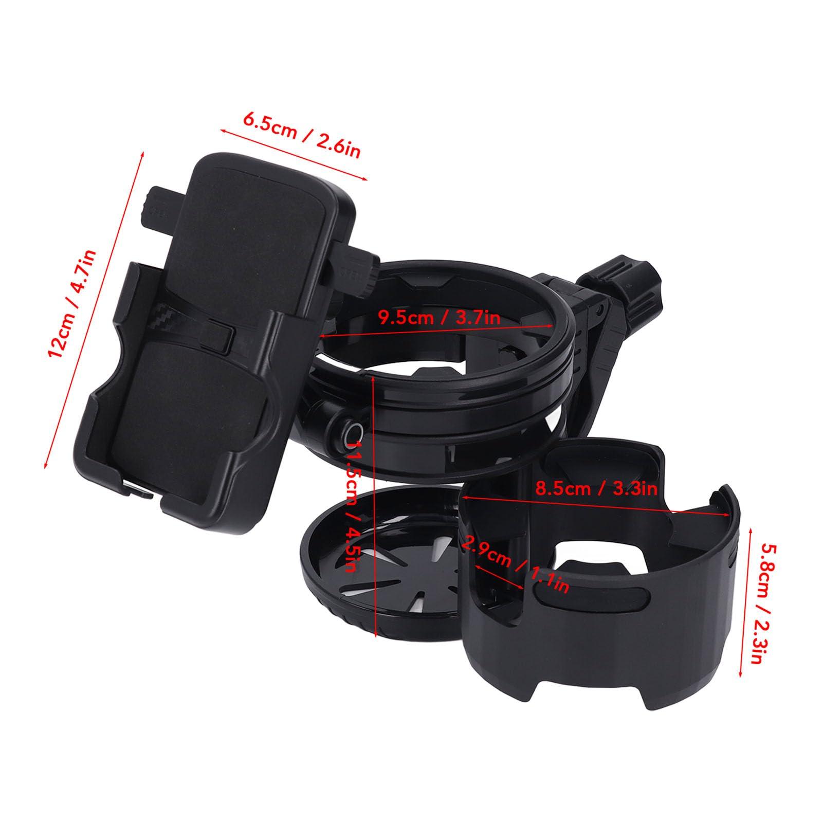 ToysCentral Basics Wheelchair Cup Holder,Scooter Cup Holder, Foldable 3 in 1 Adult Bike Dual Cup Holder Attachment with Phone Holder, Universal Stroller Cup Holder for Stroller Walker Bike Motorcycle