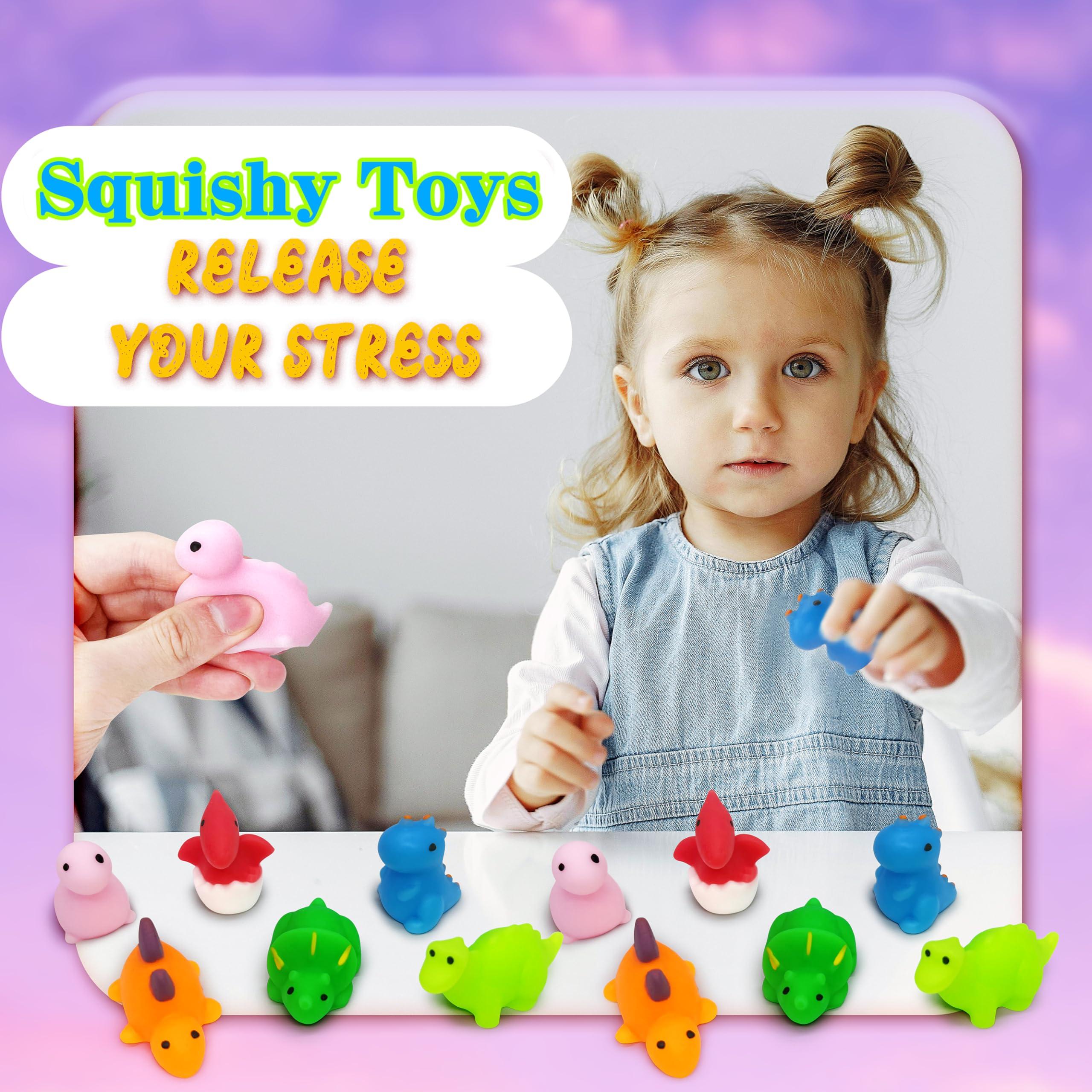 JIAHO JIAHO 9 Pcs Dinosaur Mochi Squishy Toys, Kawaii Squishies, Party Favors for Kids, Squishy Dinosaur Sensory Toys, Mini Stress Ball Fidget Toys Bulk for Kids Prizes, Easter Basket Stuffers, Birthday