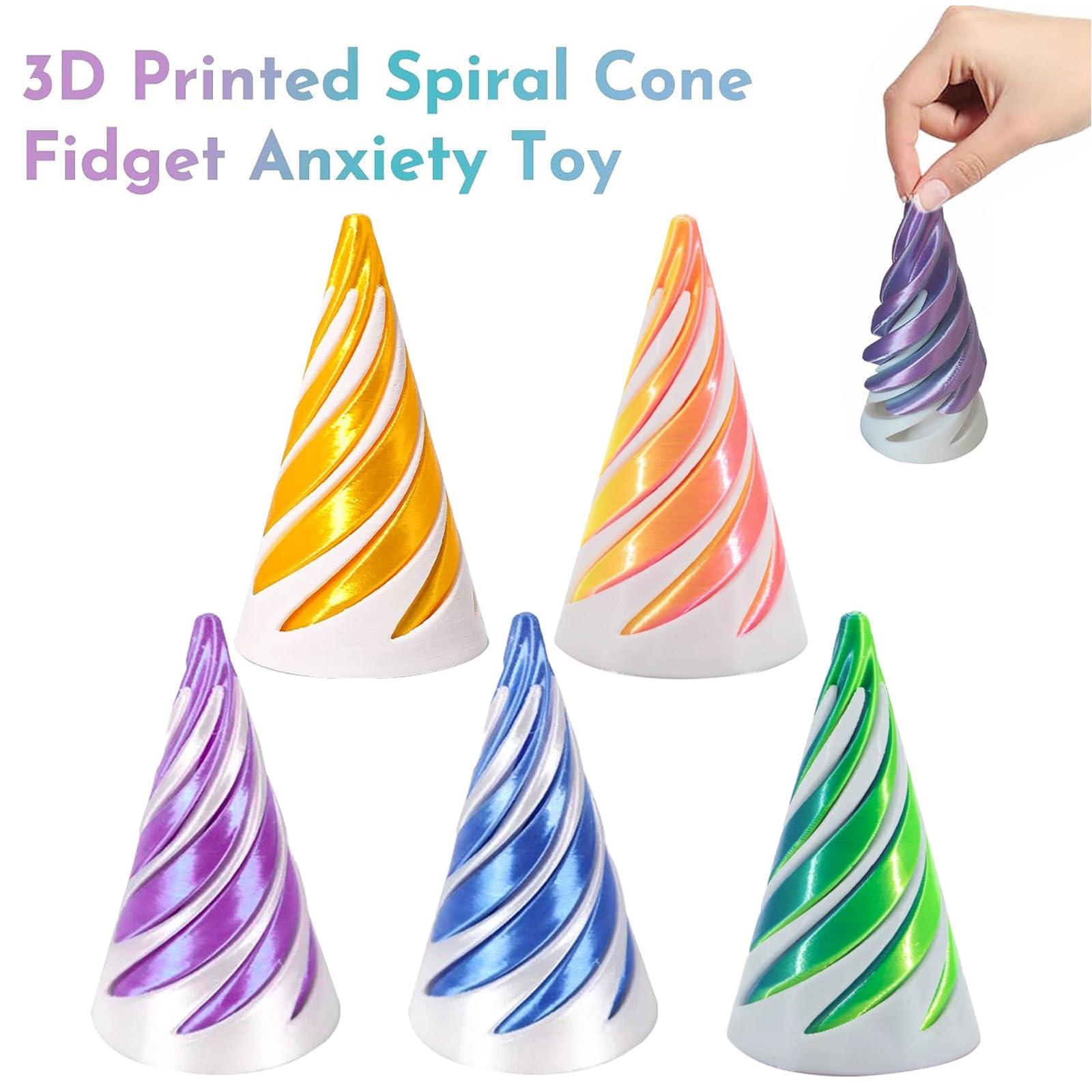 Lyzbbsoy 6Pcs Spiral Cone Fidget Toy,Impossible Cone Impossible Pyramid Passthrough Toy,3D Printed Spiral Cone Fidget Toy,Mini Vortex Thread Illusion Desktop Deco Souvenir Gift for Anxiety Relaxing
