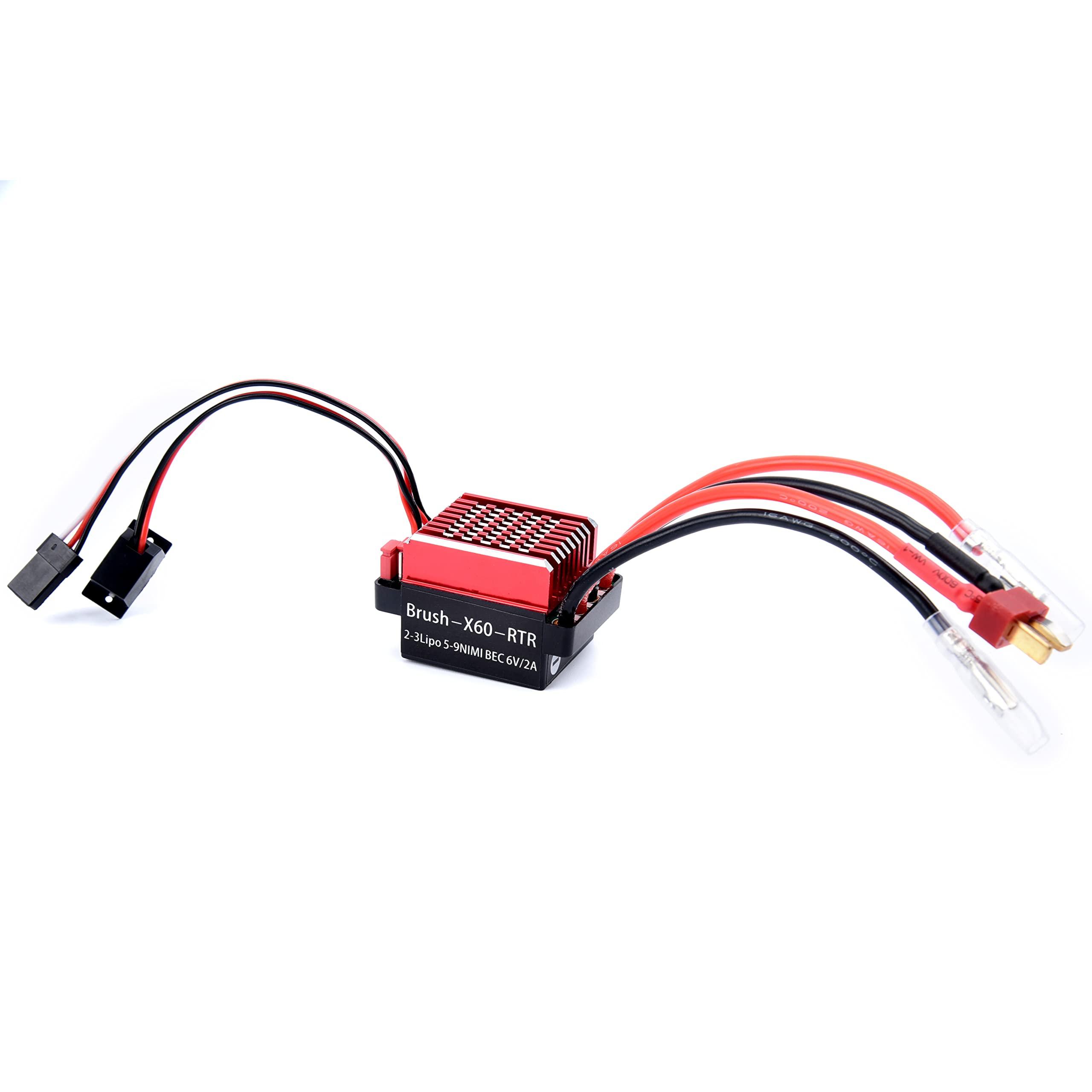 ZeckTeck RC 60A Brushed ESC Electric Speed Controller 6V/2A BEC for 1/10 RC Car Traxxas TRX4 TRX6 D90 HSP Redcat 4WD Truck Monster Crawler