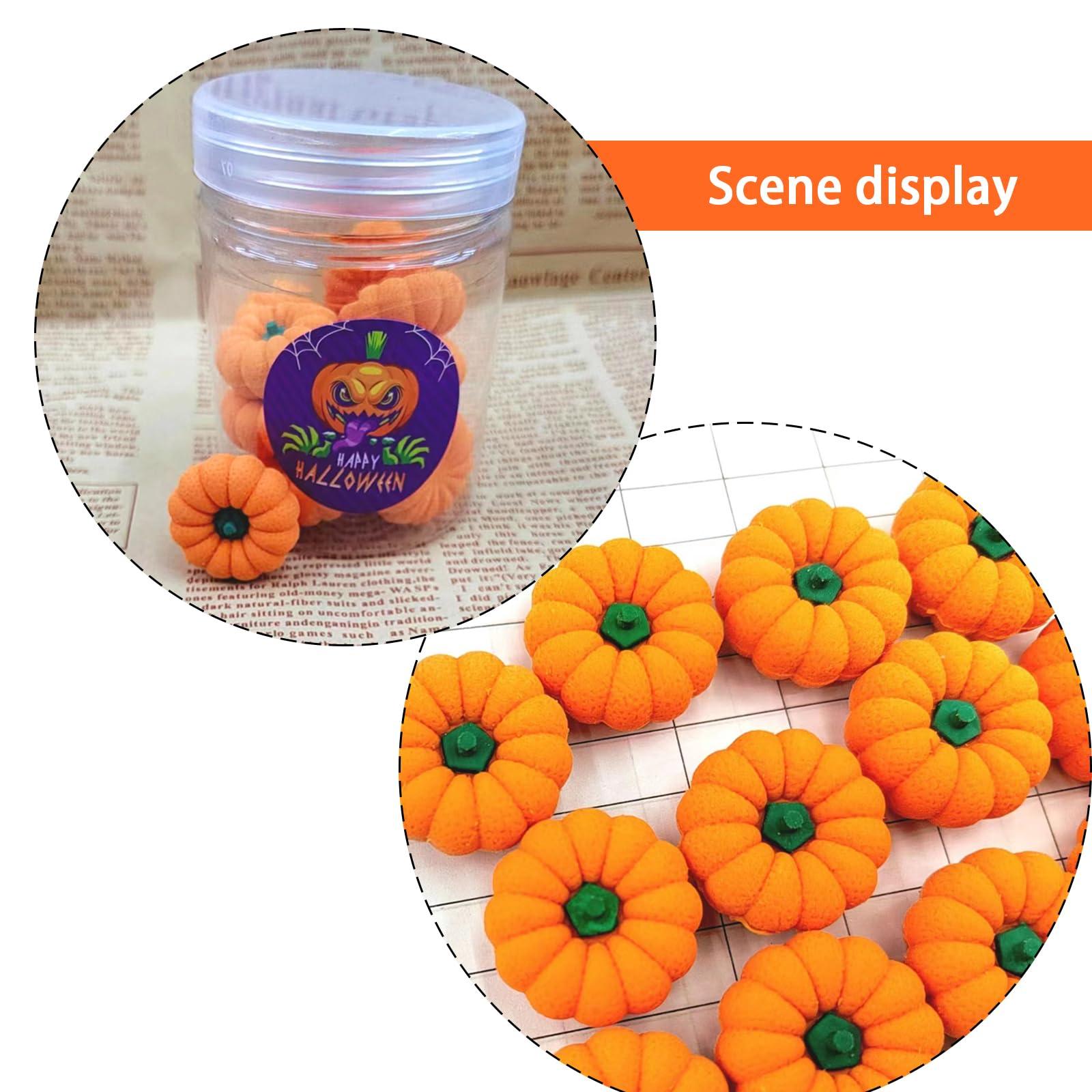RUIFUU 18Pcs Halloween Pumpkin Erasers Bulk Fall Mini Erasers 3D Fun Erasers Goody Bag Filler Teacher Rewarding Gift, Classroom Prize