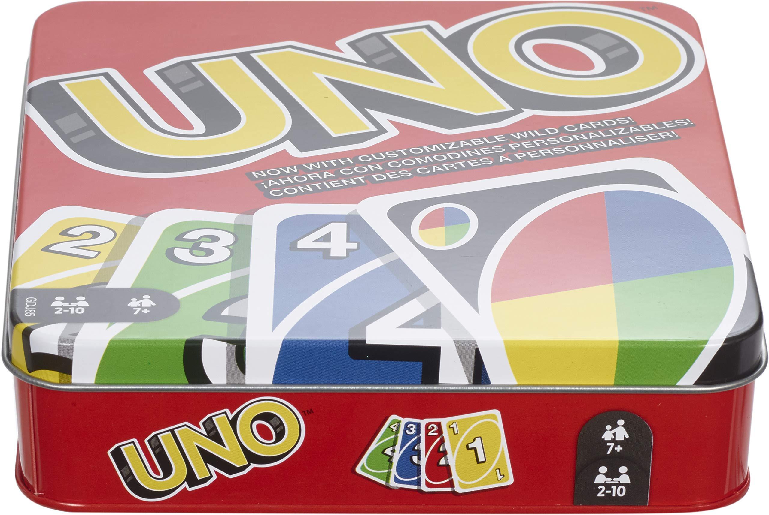 Mattel Games Mattel Games UNO Card Game in a Collectible Storage Tin for Kids, Adults, Families, Parties & Travel, 2 to 10 Players (Amazon Exclusive)