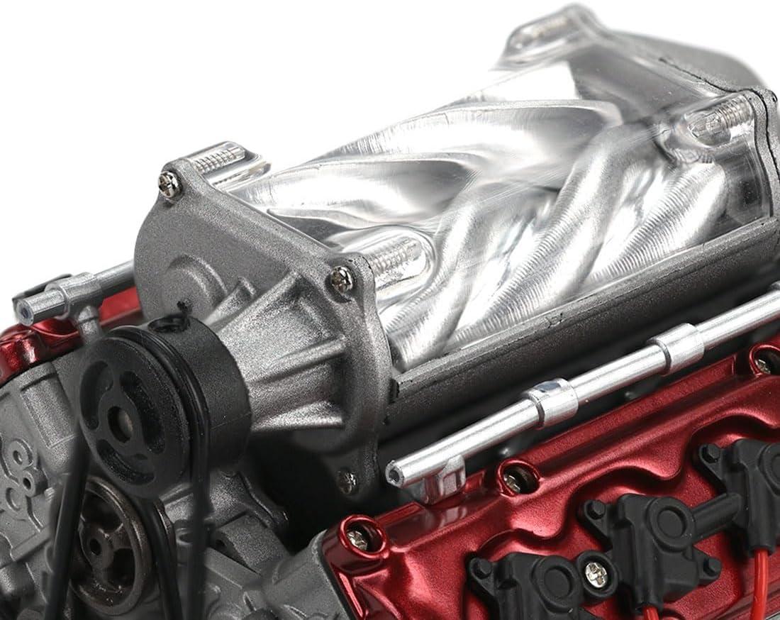Generic Mini V8 Engine Kits That Runs, MAD Cison V8 Engine Kit Small Engine Building Kit for Adults to Build Suit for RC Cars AX90104 SCX10 Capra VS4-10 Pro/Ultra, Simulation Toy (V8 Engine+Supercharger)