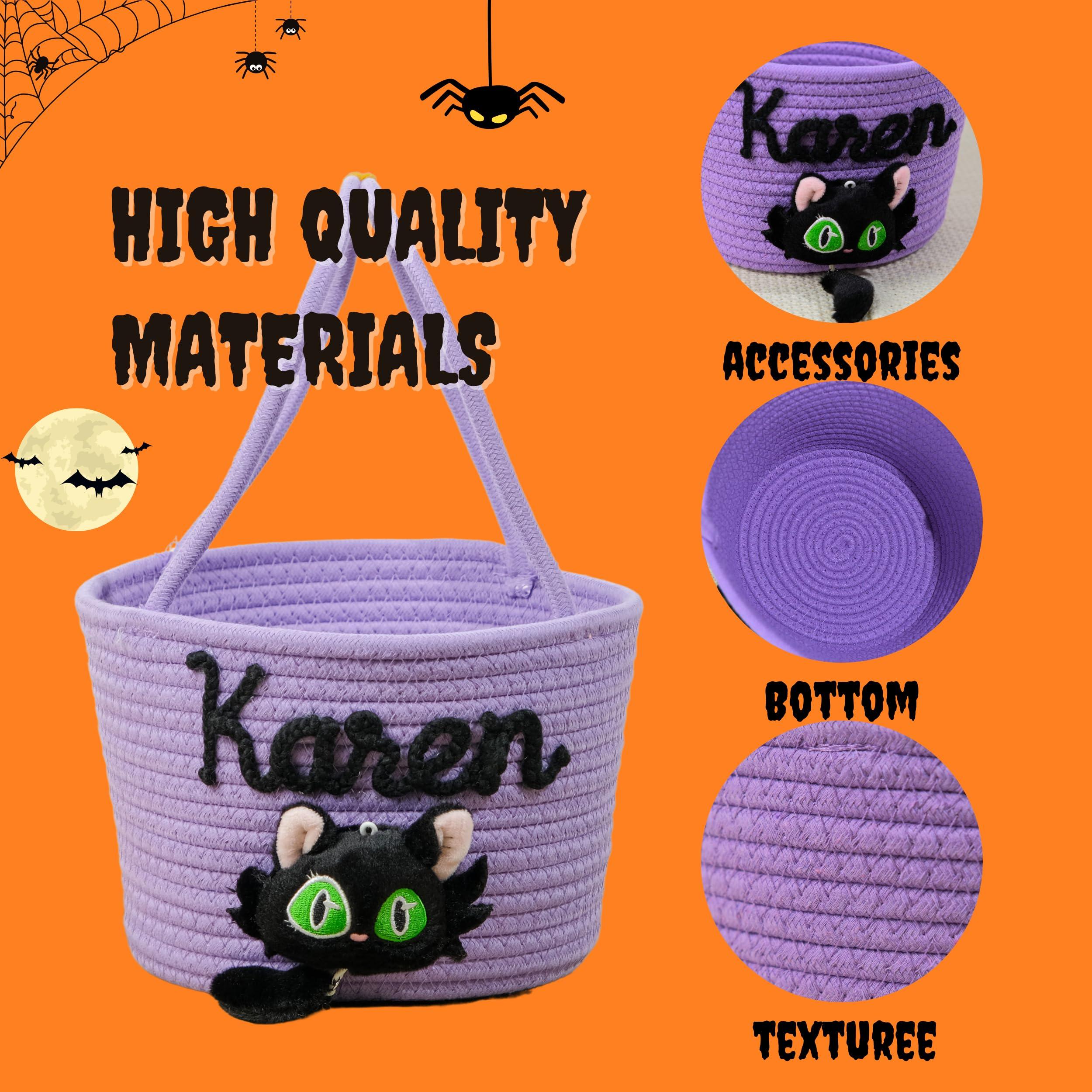 SphonxAi SphonxAi Personalized Halloween Basket, Custom Woven Candy Bag, Trick or Treat Bag with Name, Kid Pumpkin Bucket Ghost Basket