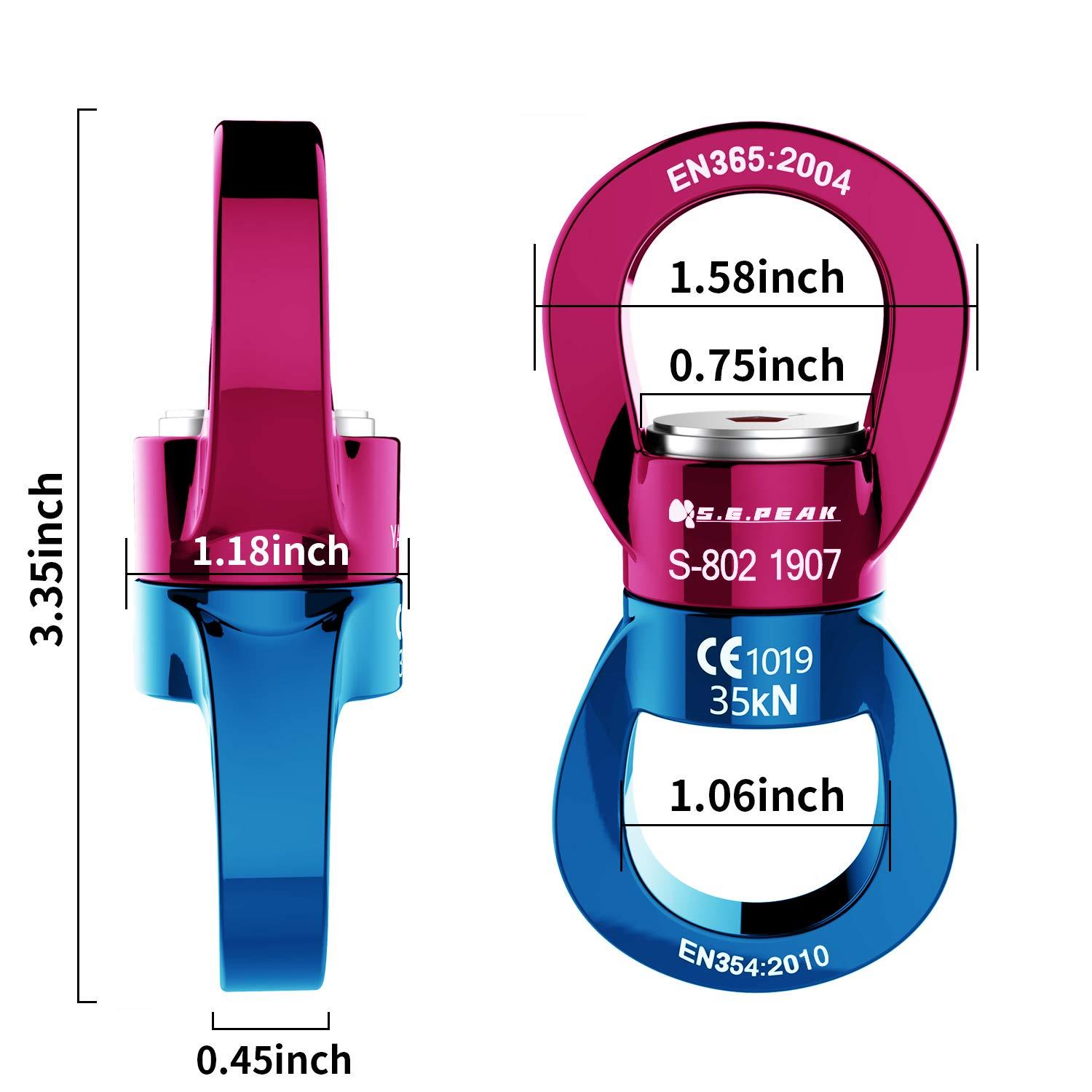 PROND PROND Swing Swivel 35kN Safest Rotational Device, Swing Spinner, Carabiner Swivel, Climbing Rope Swivels for Childrens Web Tree Swing Setting, Aerial Dance, Hanging Hammock (Blue Red)