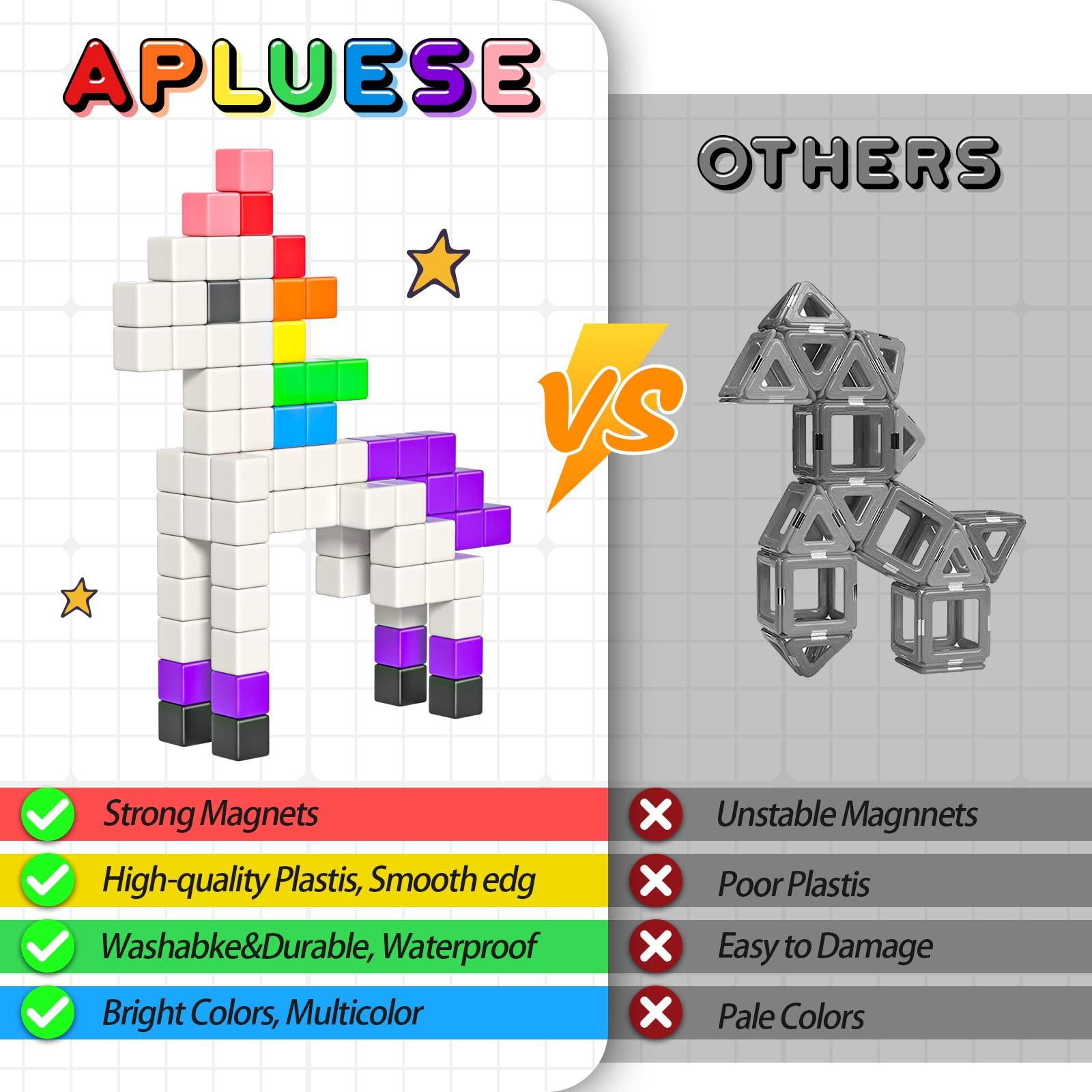 Apluses Apluses 96Pcs Magnetic Blocks, More Quantity can Create Bigger Buildings and Improve Children\'s Thinking