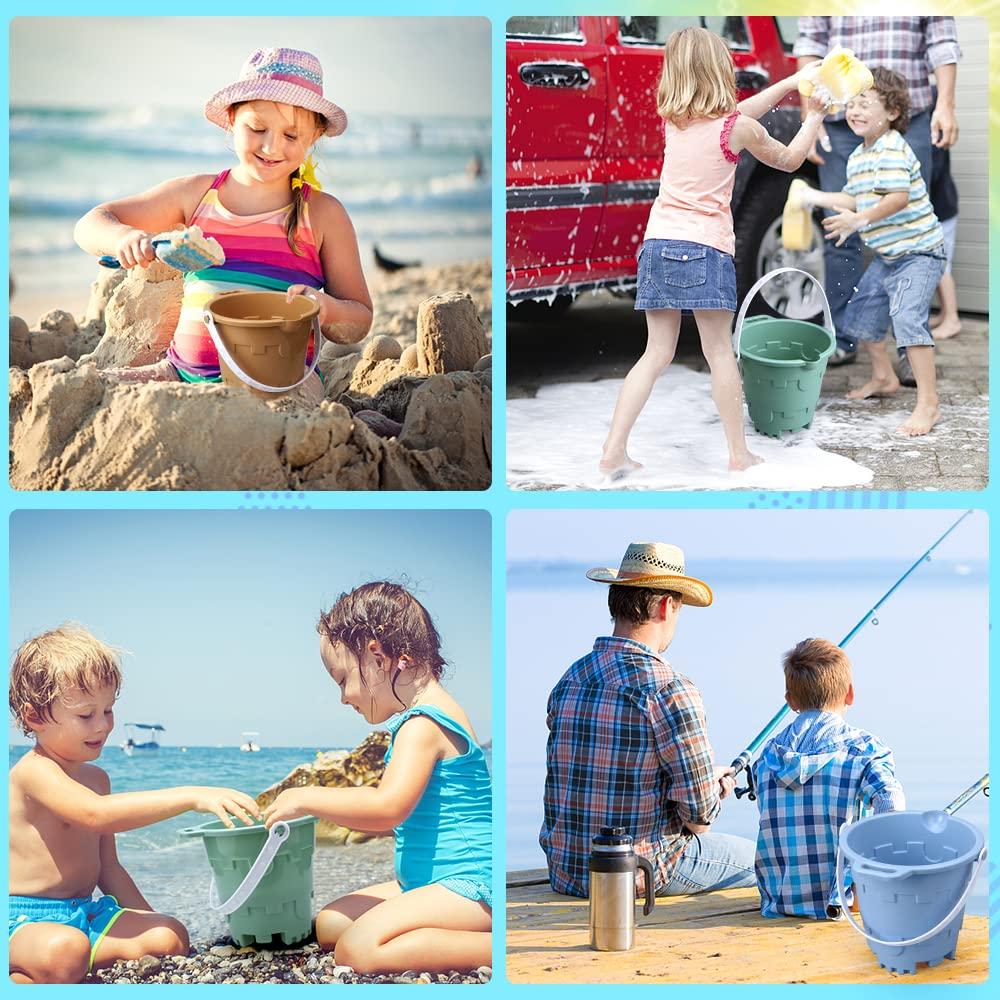 Anzmtosn Jumbo Avocado Castle Model Beach Gear 7\" Large Sand Buckets Pails Beach Water Pool Gardening Bath Toy Environmentally ABS Durable Thick Plastic Complete Gift Set Bundle for Kids Boys Girls