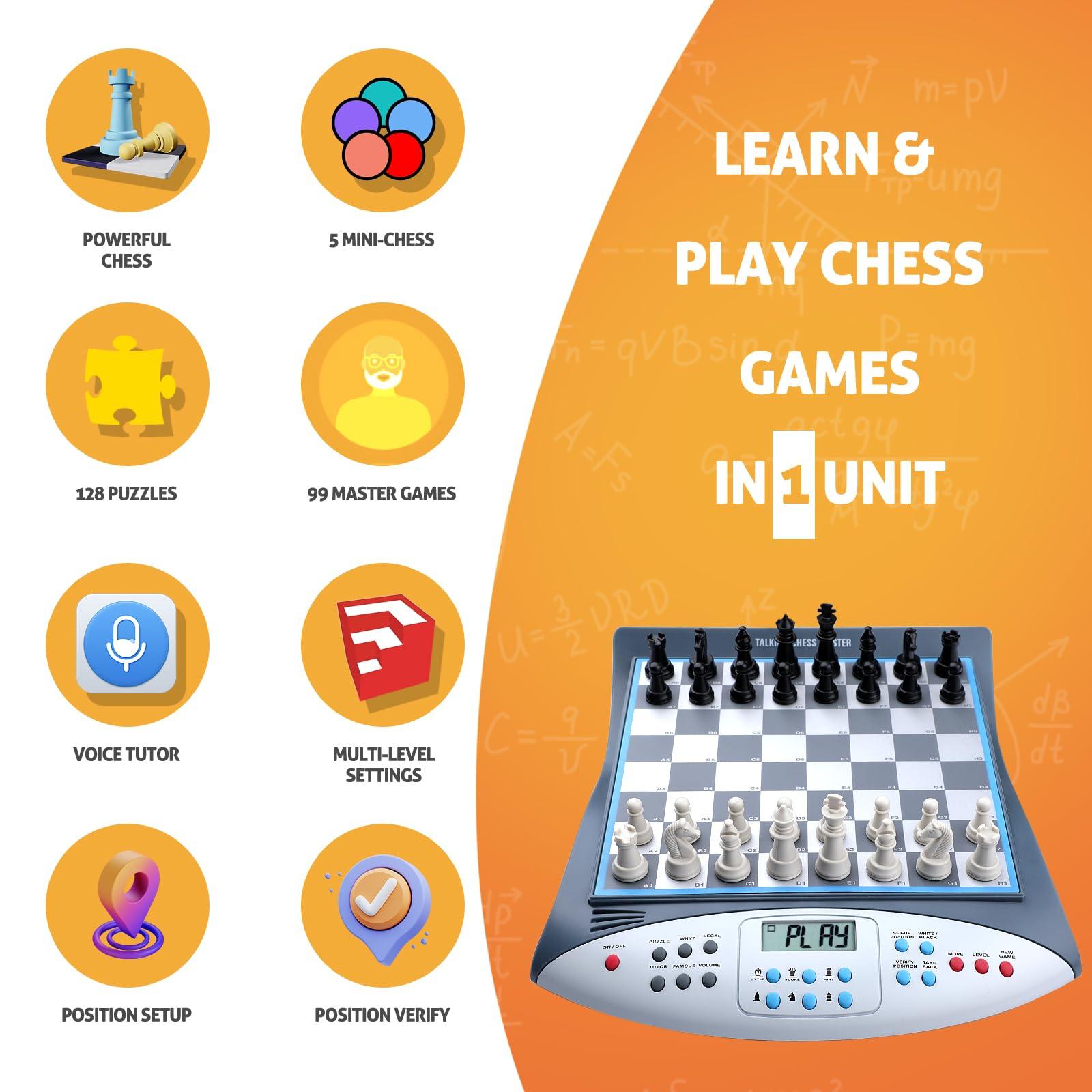 LEAFITOYS Talking Chess Master Electronic Chess Set, Computer Chess Board, Strong Magnetic Chess Computer Game, Electronic Chess Board with Display, Smart Chess Board with Voice Learning Tutor for Kids & Adults