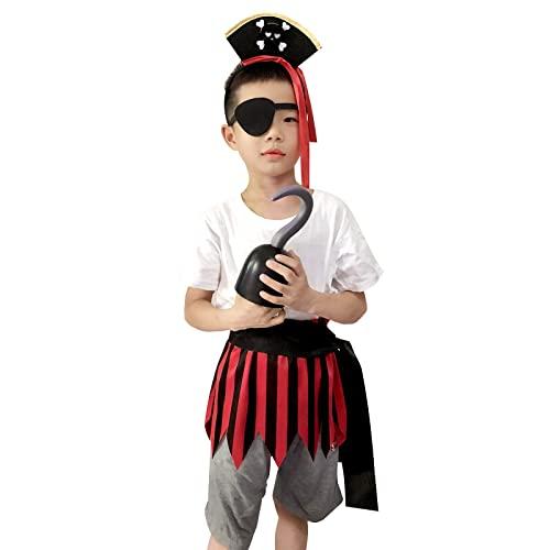 Dxhycc Dxhycc 5 Pieces Pirate Costume Accessories Pirate Skull Headband Pirate Eye Patch Sash Captain Hook Skirt for Halloween, Dress Up Parties
