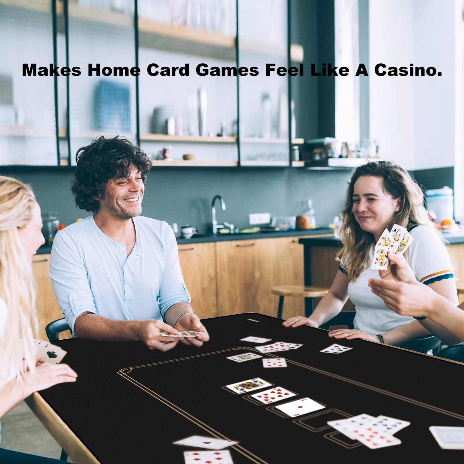 YUZPKRSI YUZPKRSI Texas Hold'em Poker Mat, 6 Players Poker Table Mat Water Repellent, Portable Poker Table Top Topper with Thicken Carrying Bags for Poker Games, Blackjack, Casino, 47 x 24 Inch