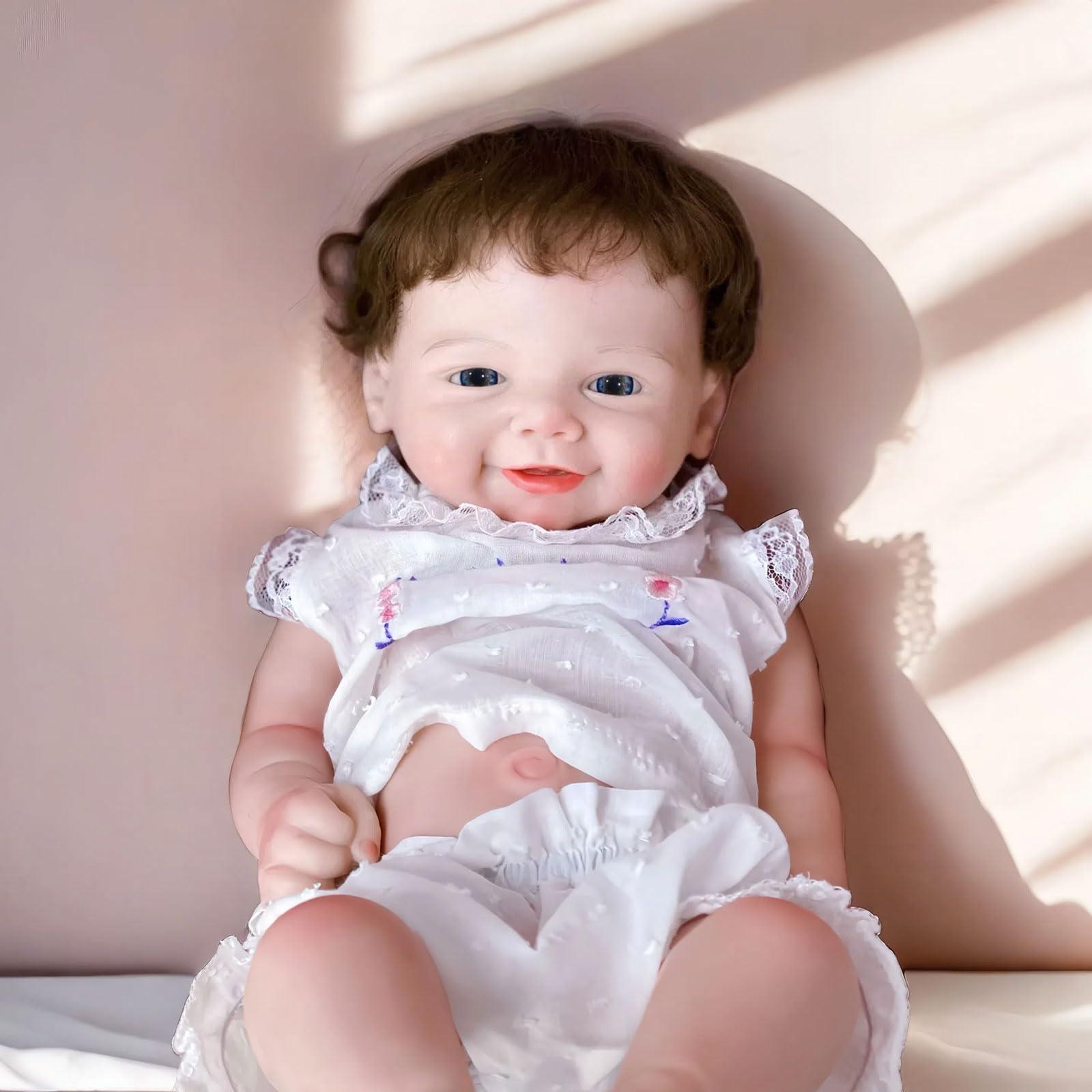 Gileutay Gileutay 18 inch Flexible Full Solid Silicone Reborn Doll with Rooted Hair Girl Lifelike Baby Doll That Look Real Newborn Babies Handmade Toy for Toddler