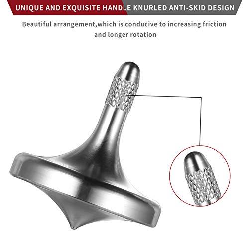 CHEETOP CHEETOP Precision Metal Spinning Top, Well Made Stainless Steel Spin Long Lasting Exceed 6 Mins Desktop Gyro EDC Toy, Perfect Balance Easy to Use Kill Time Efficiently (Pro-Silver)