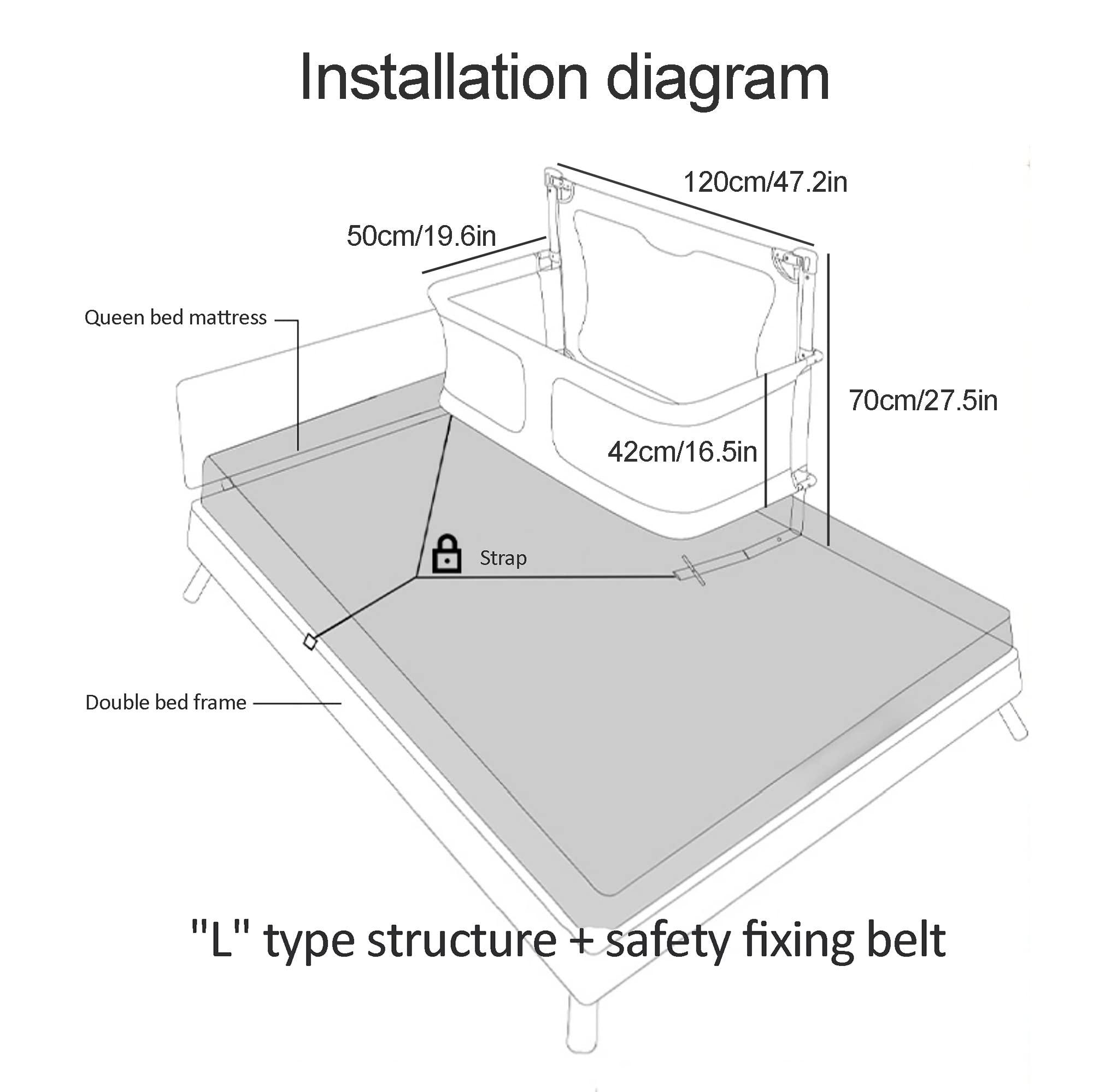 SADRIM 3 In 1 Baby Bedside Sleeper,Co Baby sleeper In Bed,Portable Crib,breathable And Visible Mesh Window, Soft Washable Liner Cover,Easy To Assemble Cradle Sleeper Stationary,bed In Bed ( Color : Light gre