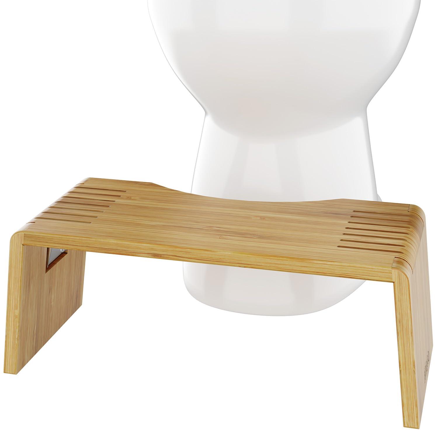 Squatty Potty Squatty Potty Oslo Folding Bamboo Toilet Stool 7 Inches, Collapsible Bathroom Stool for Kids and Adults Brown, Portable and Space-Saving