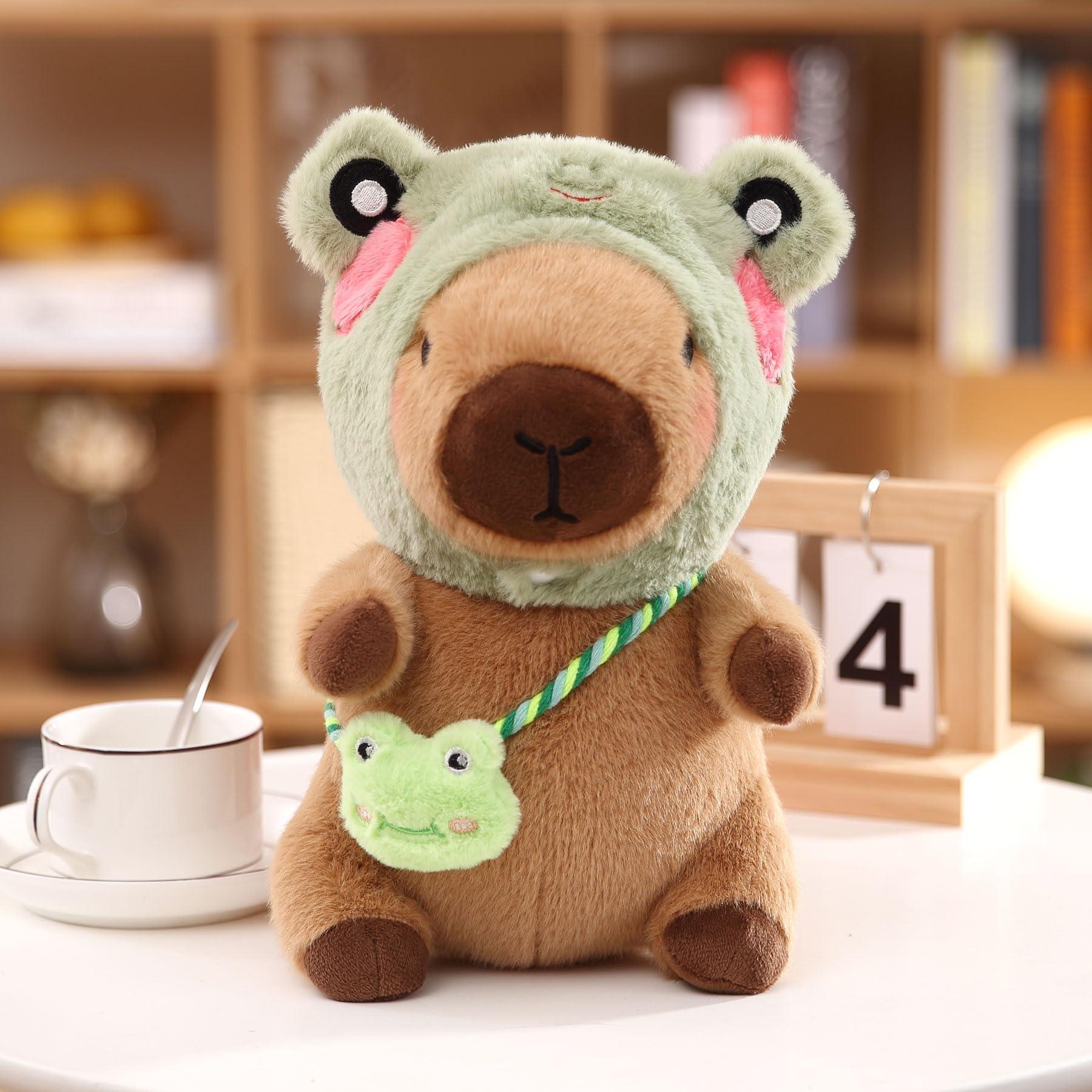 HACHIMI HACHIMI Capybara Plush with 9 pcs Clothes & Accessories, Dress Up Capybara Stuffed Animal Plush Toys, 10.2 in Cute Plushies for Girl/Boy Birthday (Yellow)