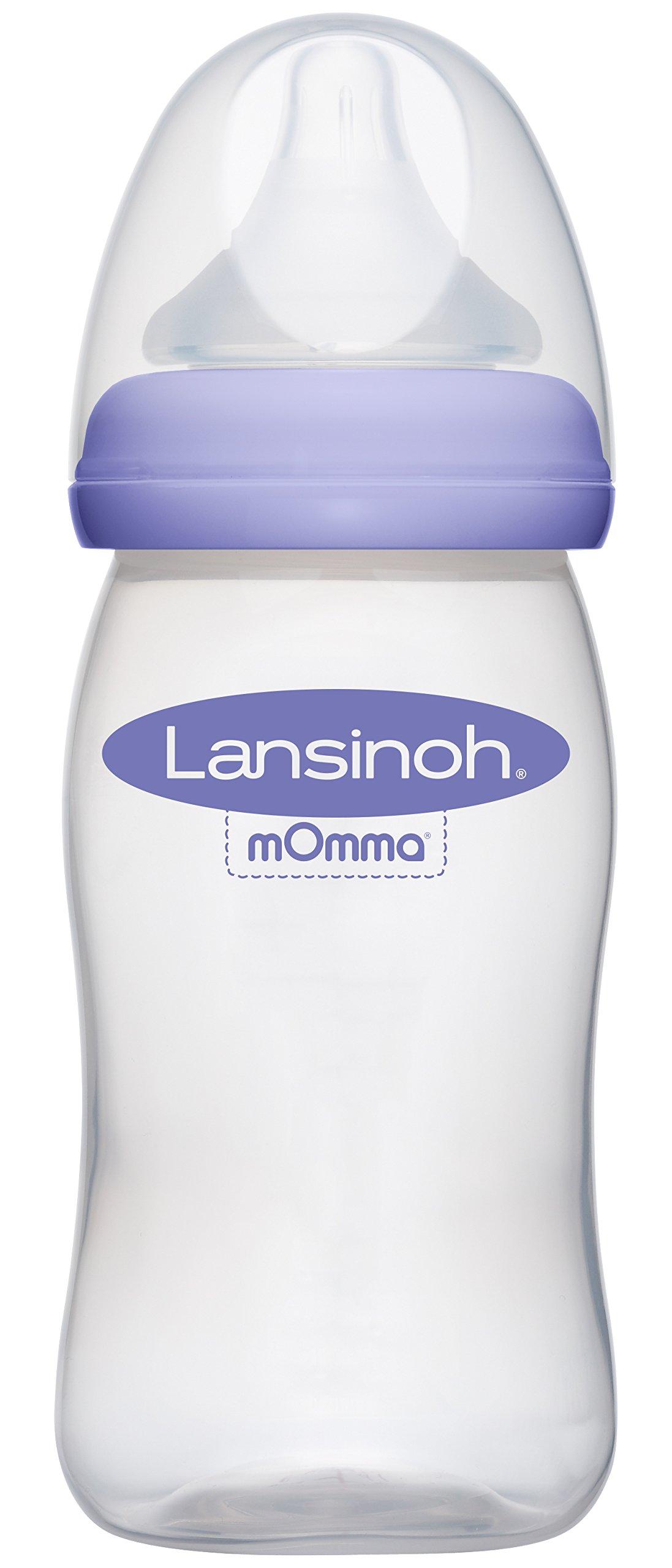 Lansinoh Lansinoh Momma Breastmilk Feeding Bottle with NaturalWave Nipple, 1 Count, 8 Ounce, Medium Flow Nipple, Soft Silicone Nipple, Collapse Resistant, Anti-Colic, BPS and BPA Free