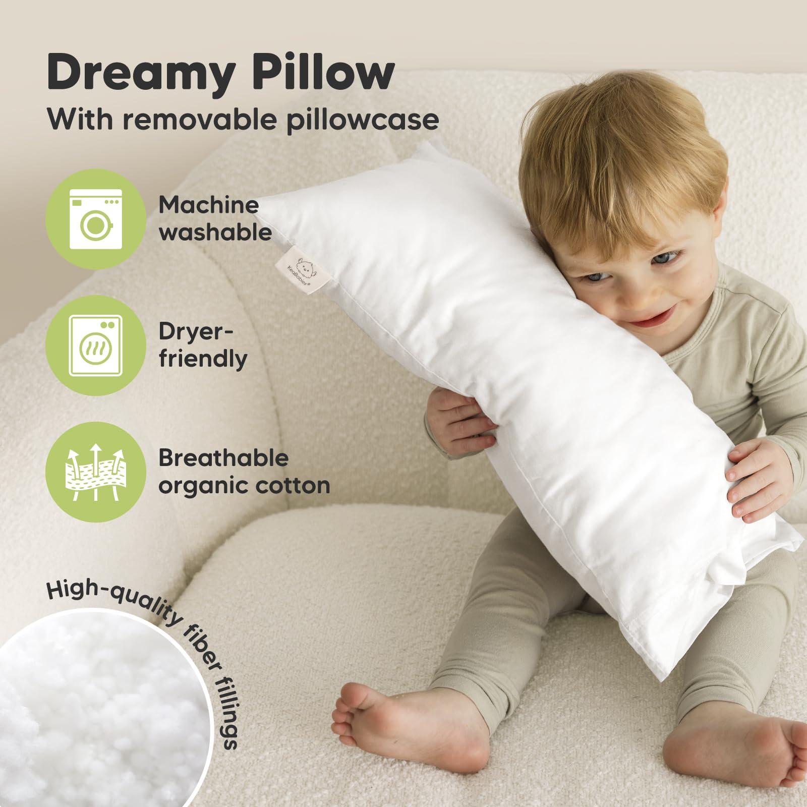 KeaBabies Toddler Pillow with Pillowcase - 10x18 My Little Dreamy Pillow, Organic Toddler Pillows for Sleeping, Kids Pillow, Small Pillows, Toddler Travel Pillows for Sleeping, Toddler Bed Pillows (Soft White)