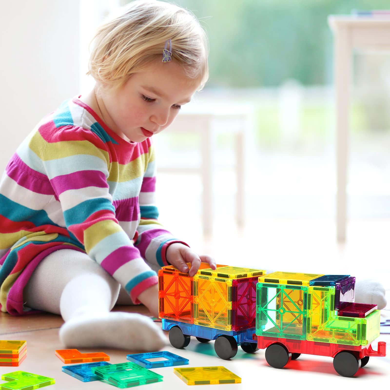 Gemmicc Gemmicc 2 PCS Magnetic Car Set,Magnet Construction Vehicle,Magnet Car Truck Compatible with Magnetic Tiles,STEM Educational Toys for Boys and Girls