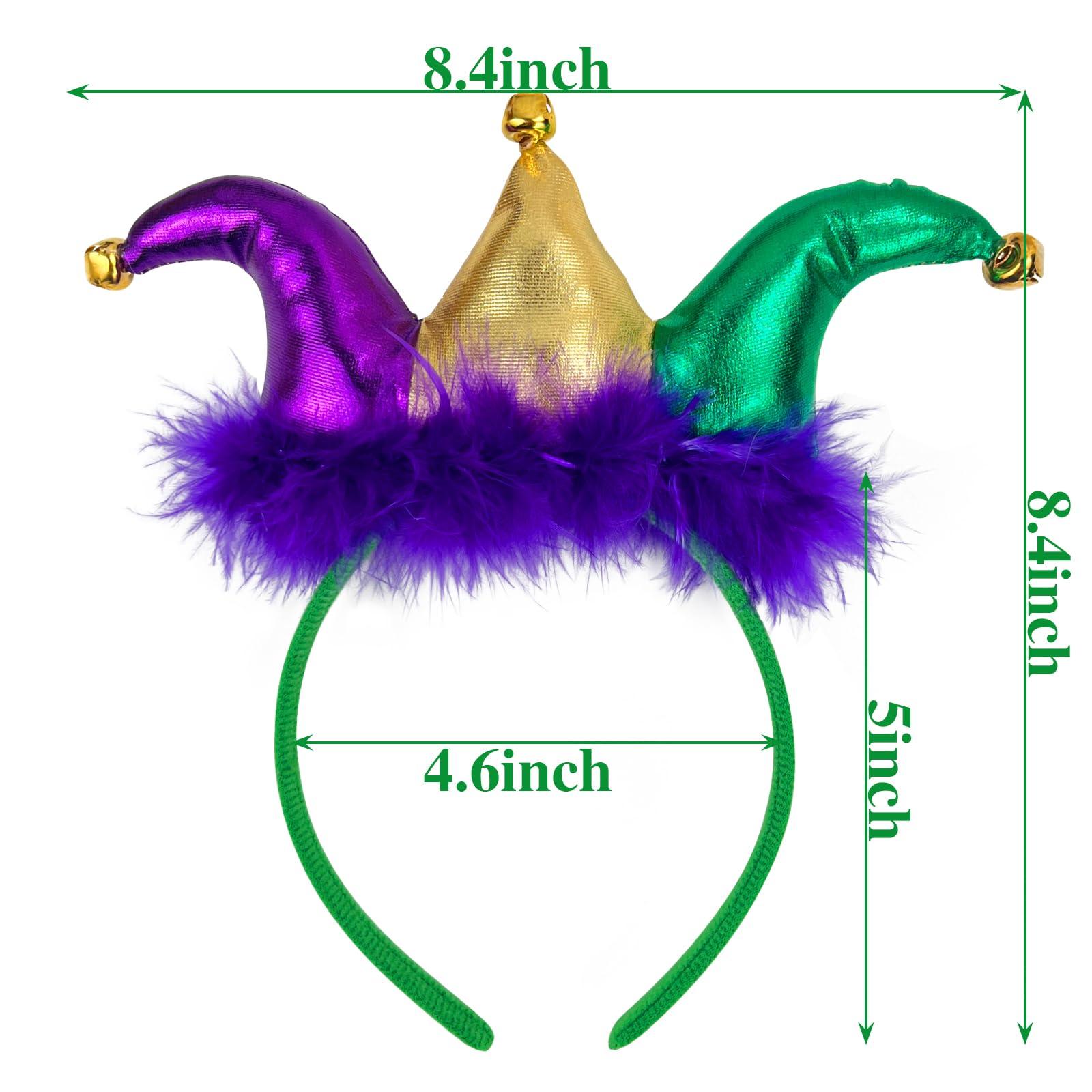 SIROGOGO SIROGOGO Mardi Gras Jester headband Court Clown headwear Funny Hat for Masquerade Cosplay Accessory Multicolor