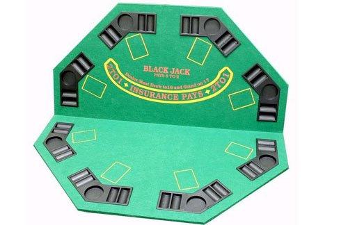 Poker Supplies Deluxe Folding Poker and Blackjack Combo Table Top with Case - Inlcudes Bonus Deck of Cards! (GREEN FELT)