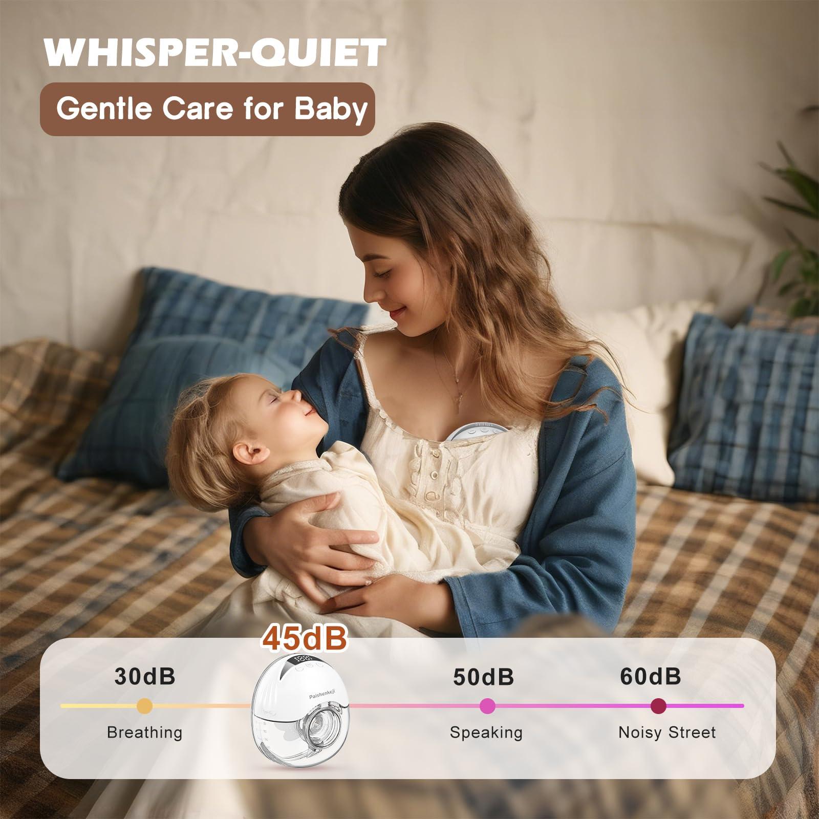 PAISHENKEJI Electric Breast Pump Hands Free - Wearable Breastfeeding Pump Wireless Breast Pump with Smart Display Portable Pump of 4 Modes &12 Levels Low Noise 19/21mm Flange