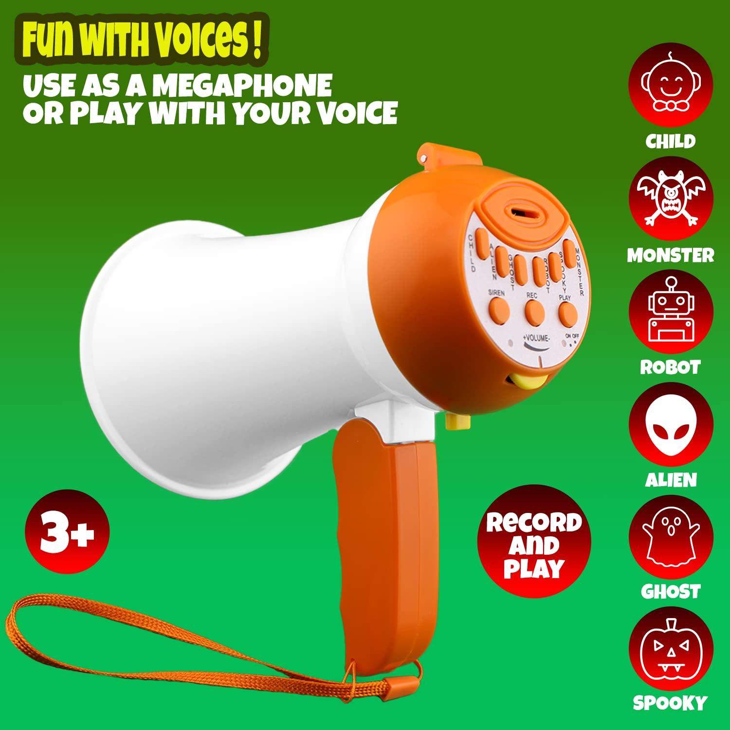 PlayRoute Megaphone for Kids - Cool Voice Changer Toy for Kids - Record & Play and Siren - Ideal Gift for Boys & Girls Ages 5-6-7-8+ Years old - Voice Changing Device - Cool Outdoor Toys Gift Ideas for Kid