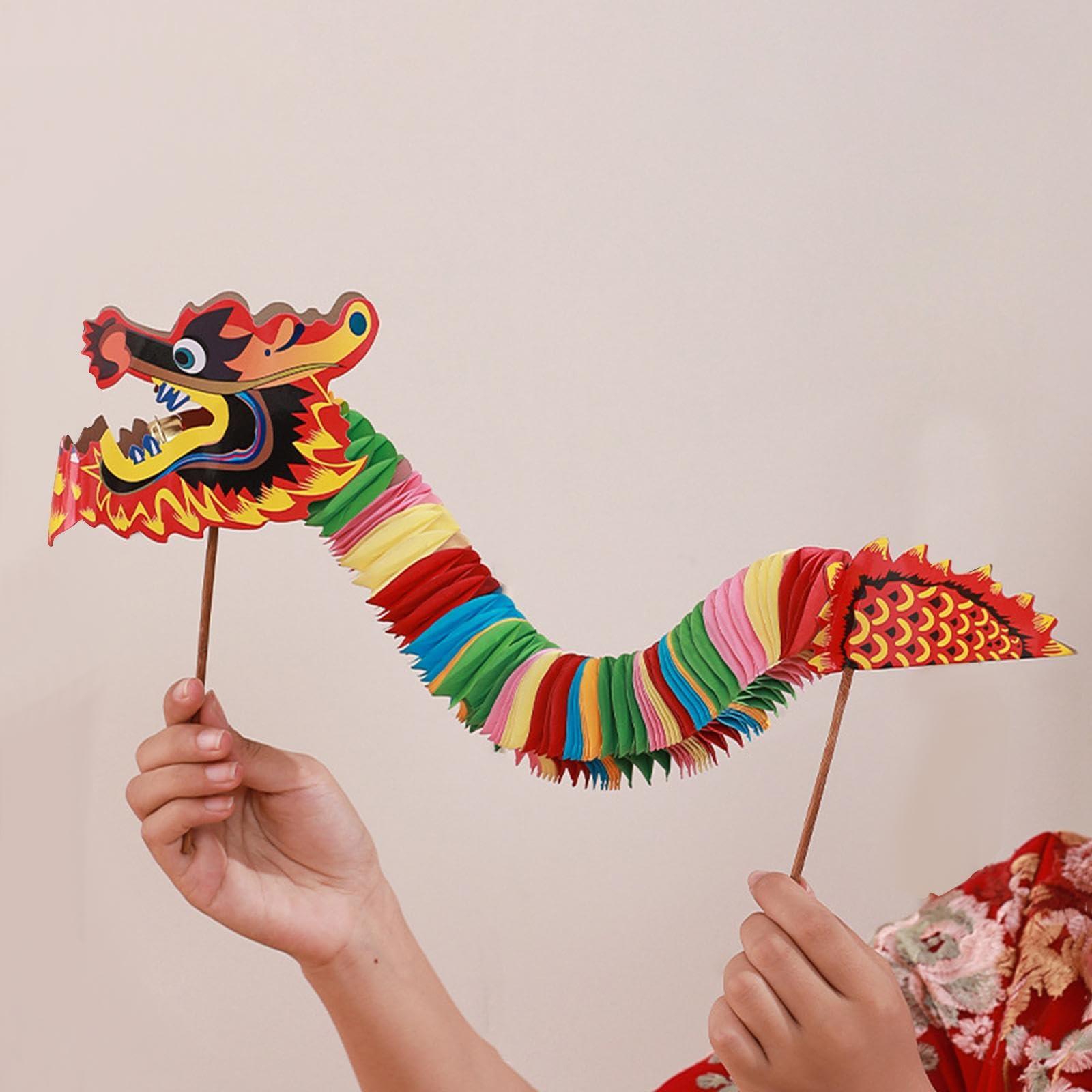 Luwecf Luwecf Chinese Paper Dragon Chinese New Year Dragon Crafts Banner DIY Set Chinese New Year Dragon Garland for New Year Kindergarten, Style A