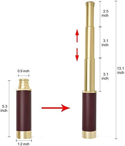 Aubric Retro Pirate Telescope Spyglass for Kids Adults Portable Collapsible Handheld Telescope Monocular Zoomable 25x30 & Survival Gear Compass Pocket Military Compass for Outdoor Camping Hiking Boating